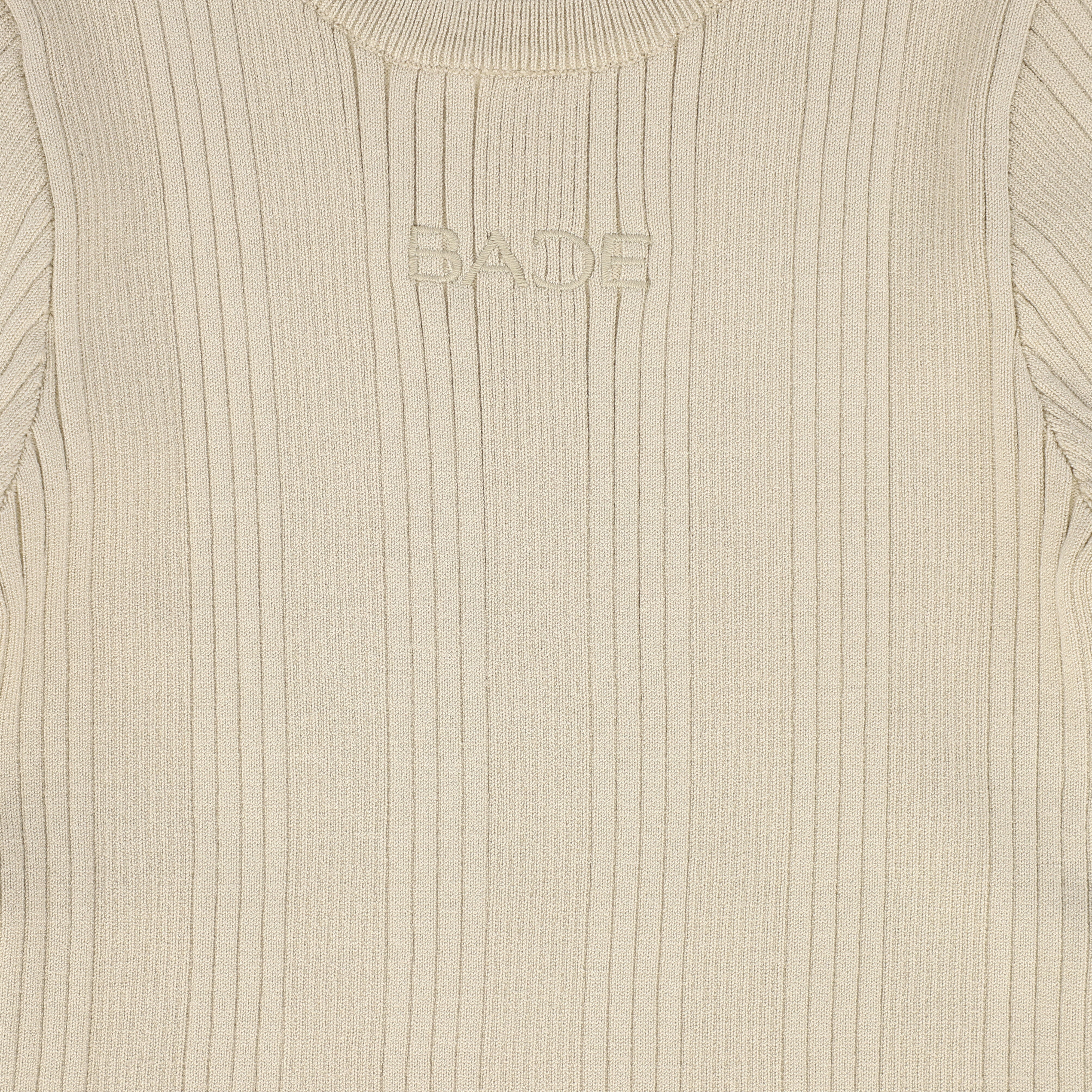 BACE COLLECTION BEIGE RIBBED KNIT EMBROIDERED SWEATER [FINAL SALE] - Image 3