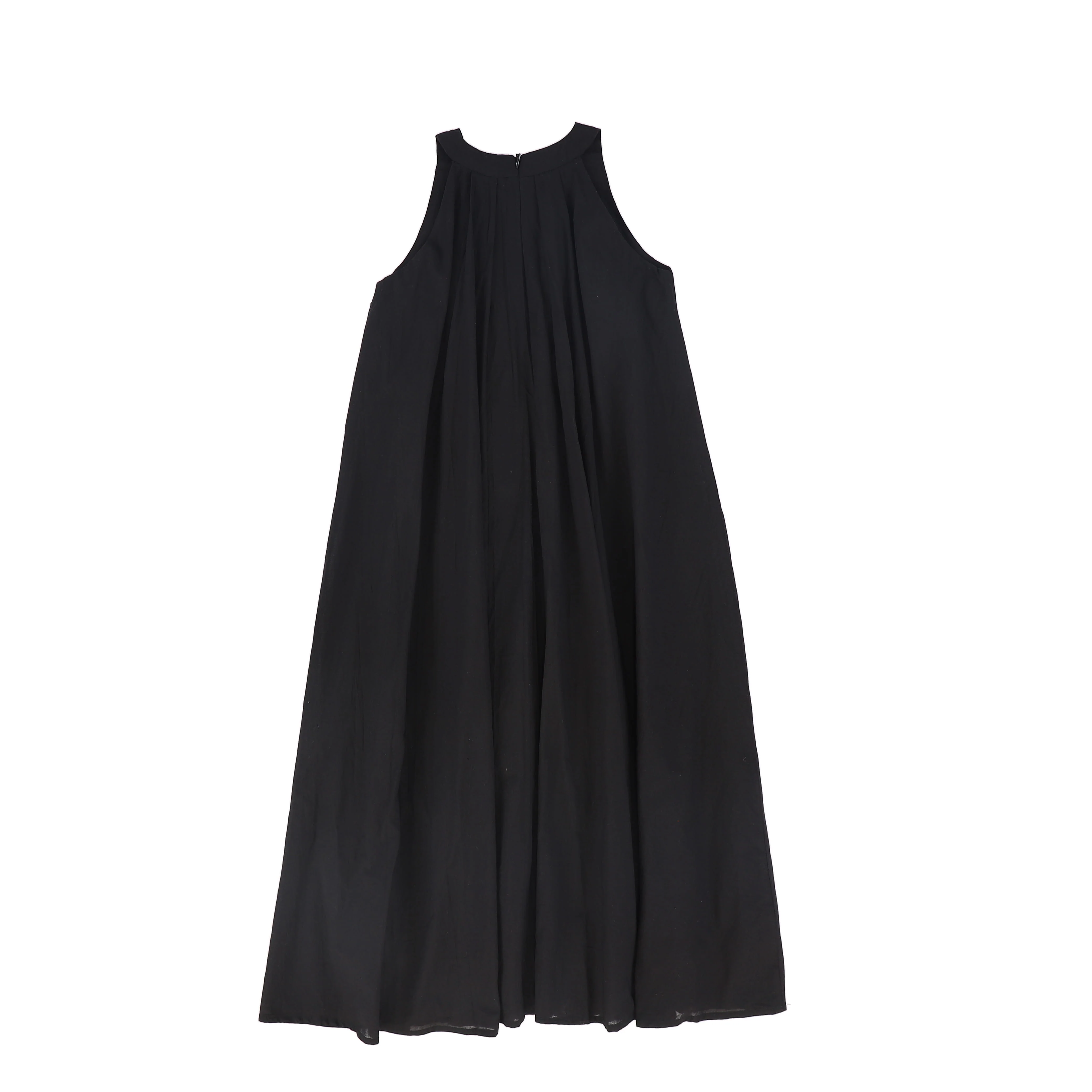 BACE COLLECTION BLACK PLEATED GAUZE MAXI DRESS [FINAL SALE] - Image 2