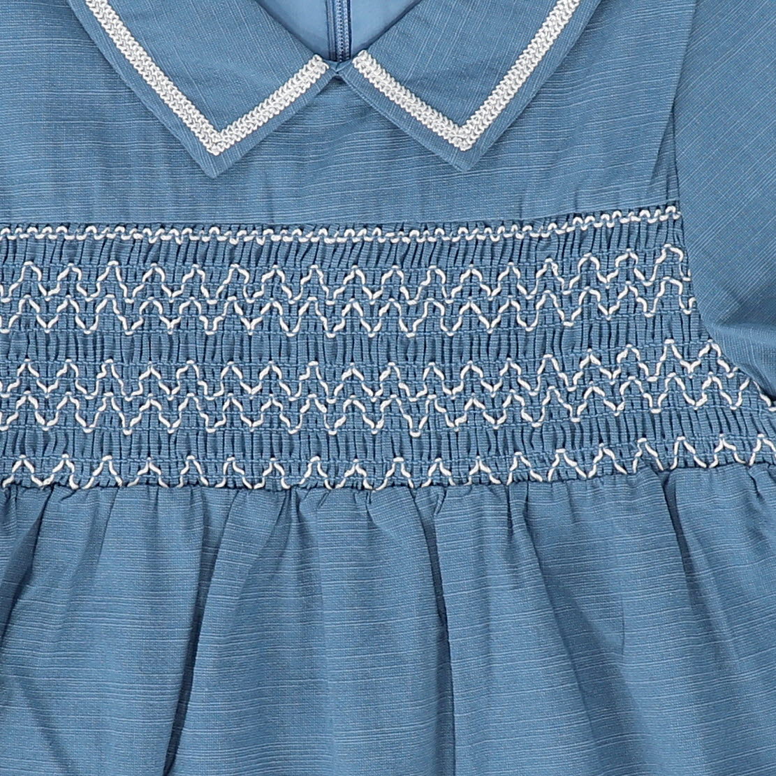 BACE COLLECTION BLUE SMOCKED COLLAR SS DRESS [FINAL SALE] - Image 3