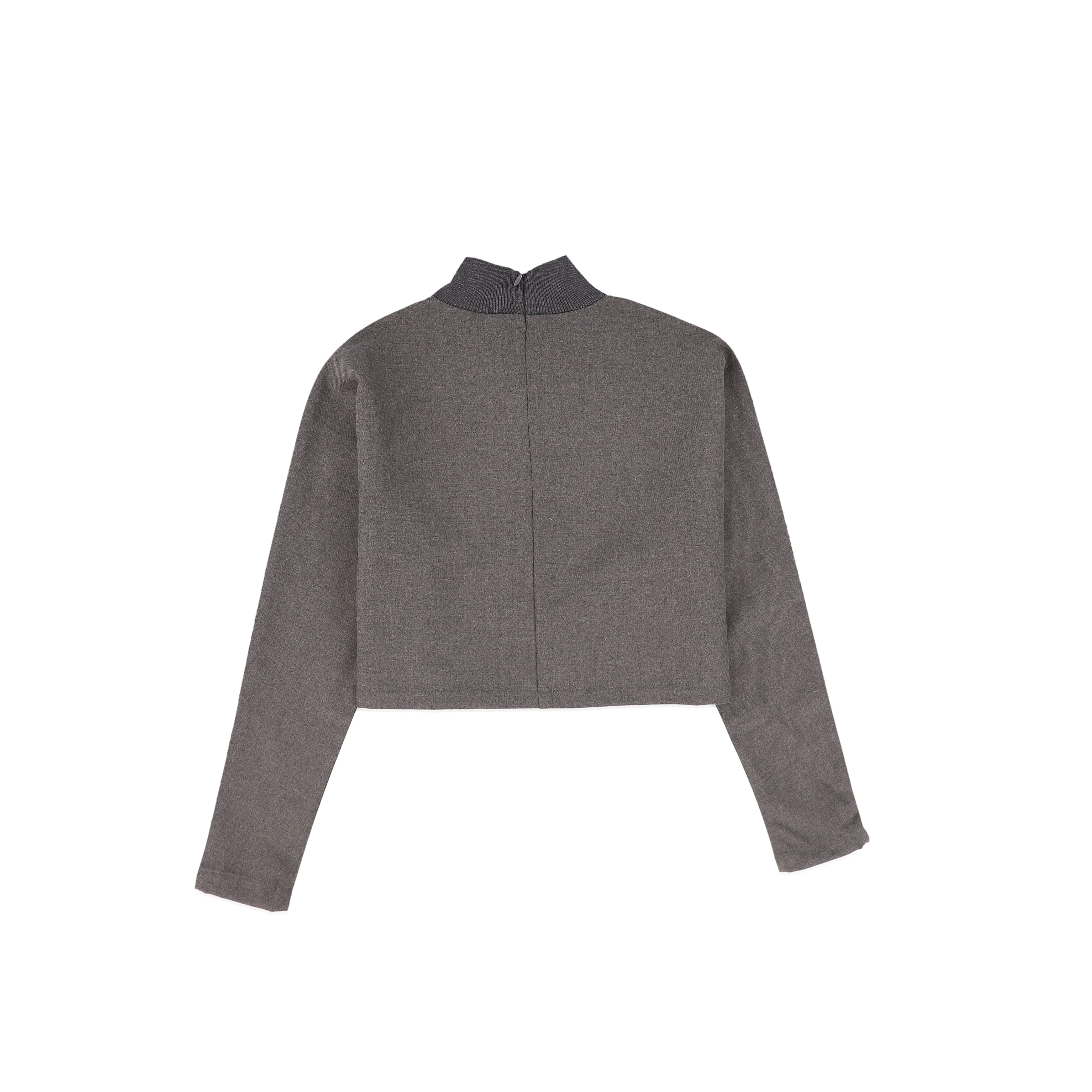 BACE COLLECTION CHARCOAL CROPPED PULLOVER SWEATER [FINAL SALE] - Image 2
