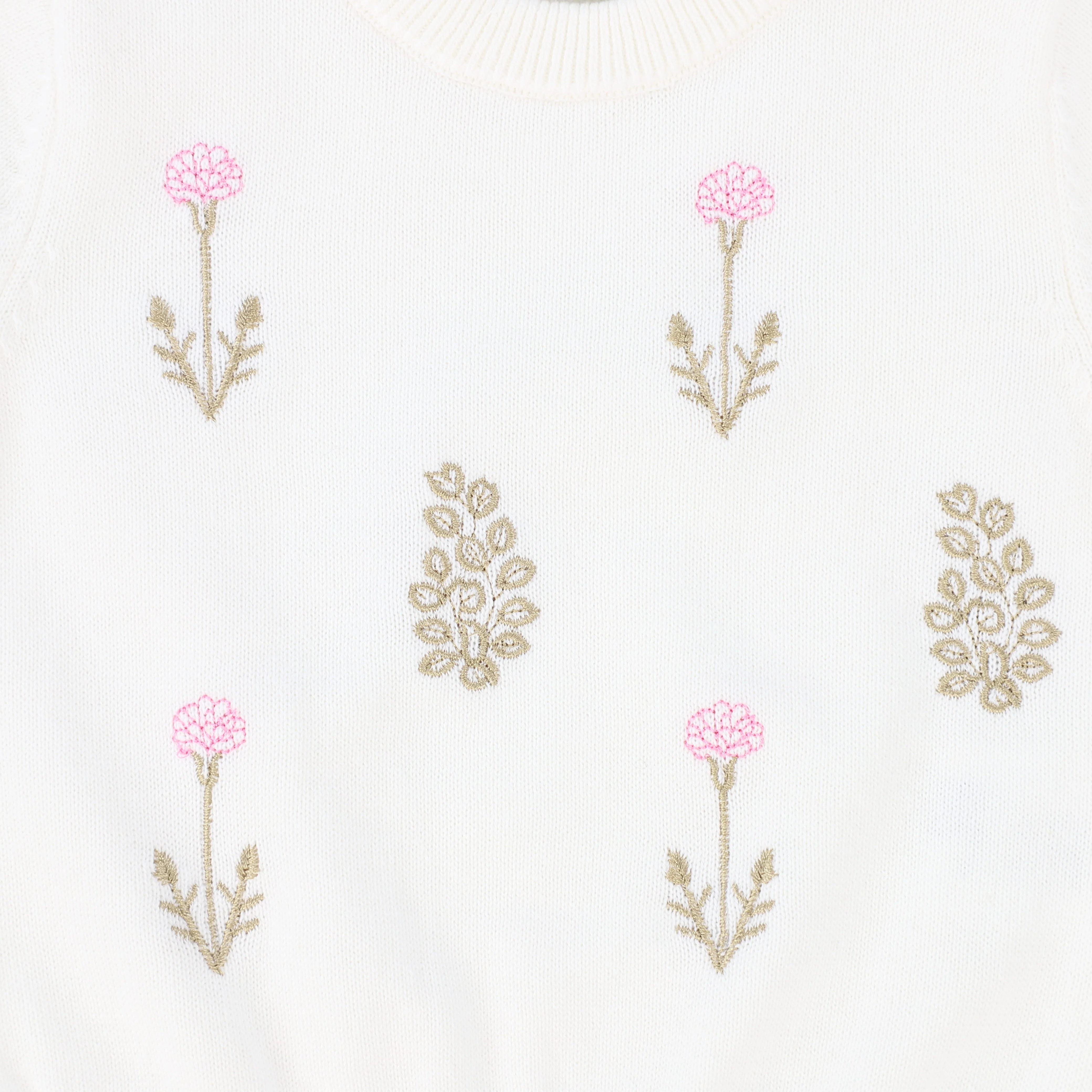BACE COLLECTION BEIGE FLORAL SCATTERED SWEATER SET [FINAL SALE] - Image 2