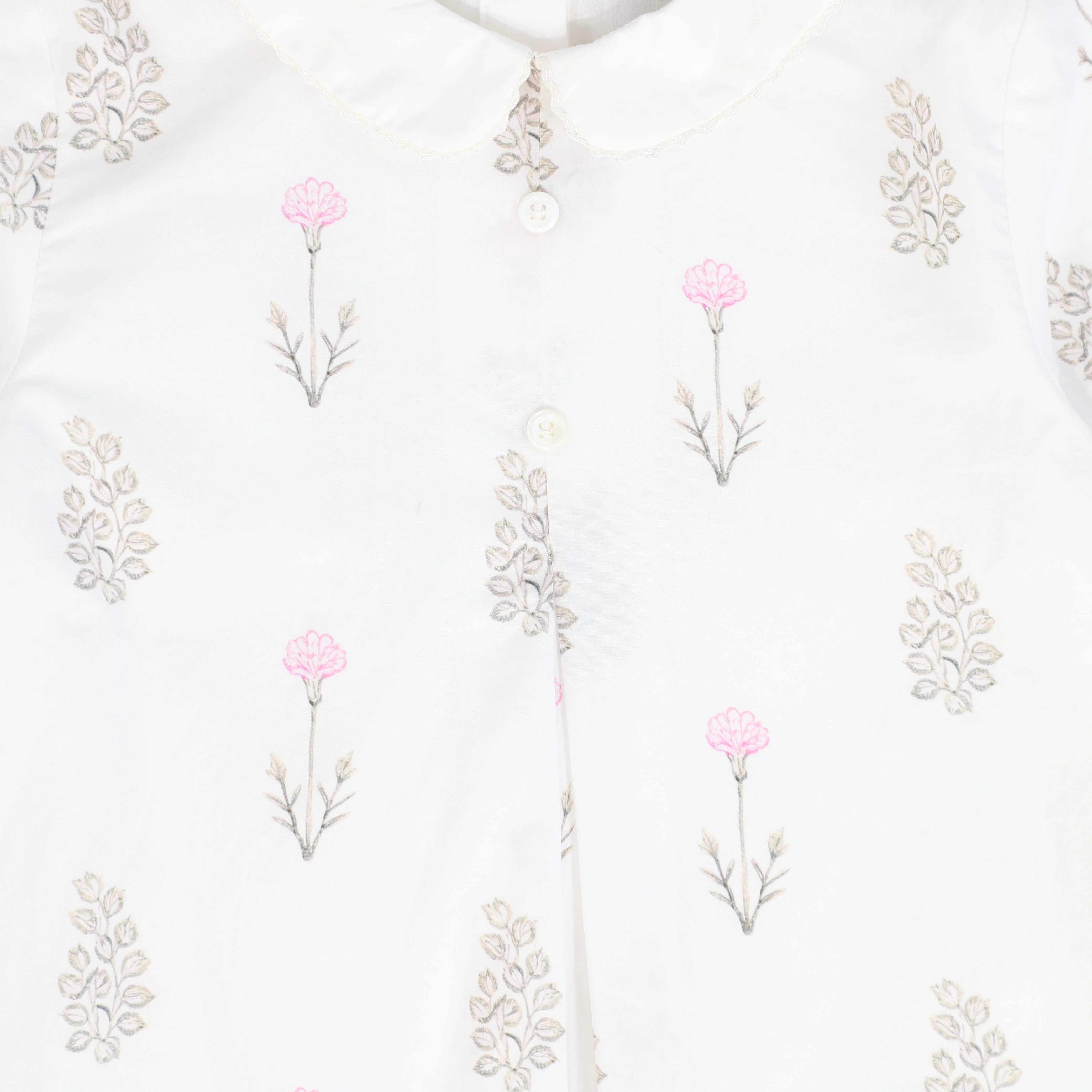 BACE COLLECTION BEIGE FLORAL SCATTERED COLLAR SS DRESS [FINAL SALE] - Image 2