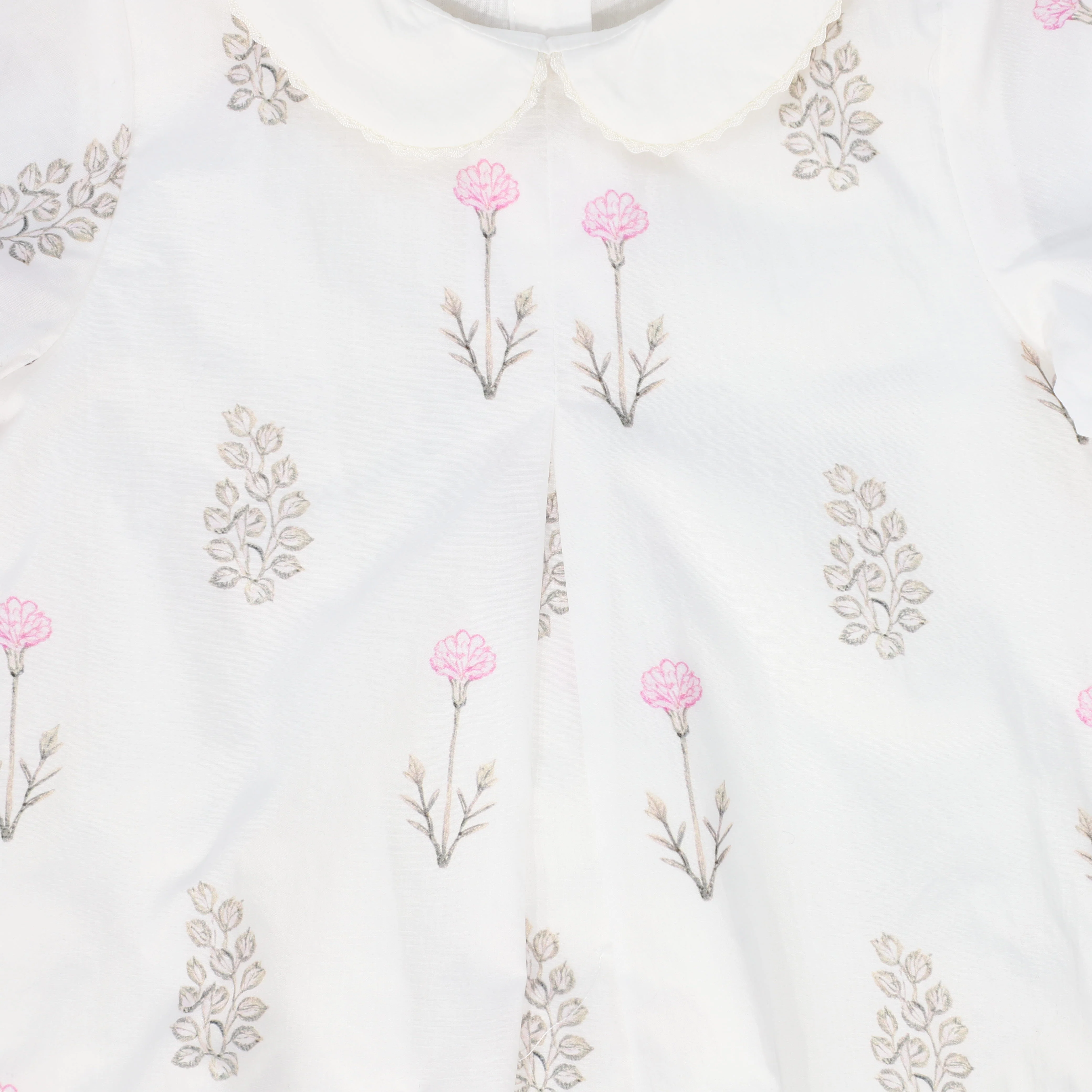 BACE COLLECTION BEIGE FLORAL SCATTERED COLLAR ROMPER [FINAL SALE] - Image 3