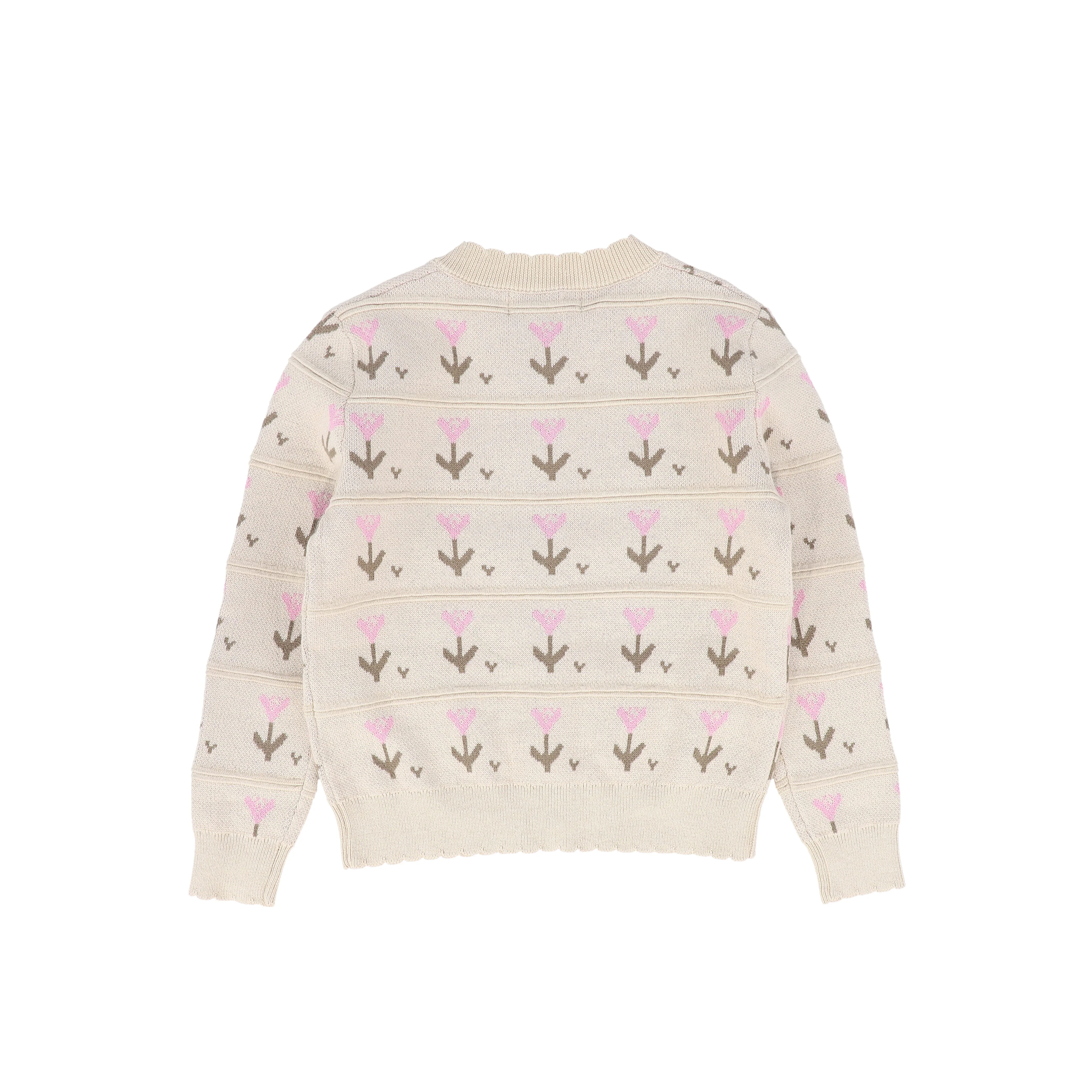 BACE COLLECTION BEIGE TULIP KNIT CARDIGAN [FINAL SALE] - Image 2