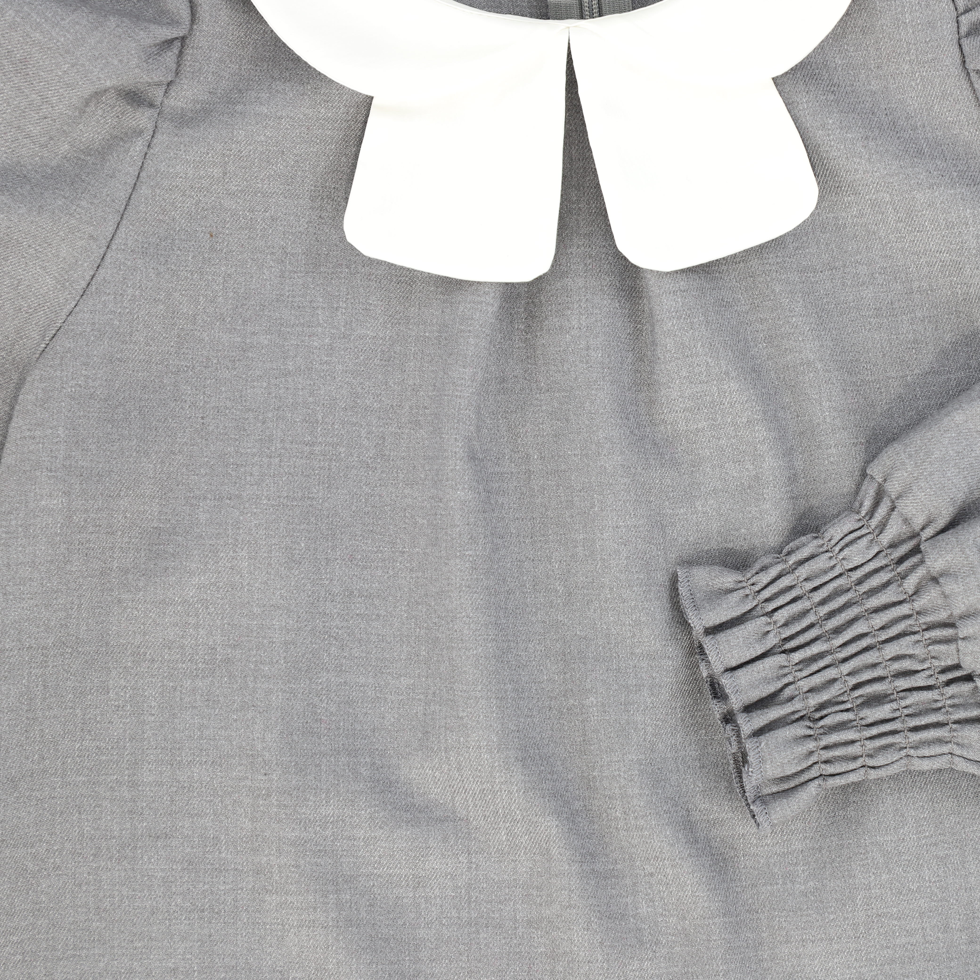 BACE COLLECTION GREY FRONT PLEAT PETER PAN COLLAR DRESS [FINAL SALE] - Image 3