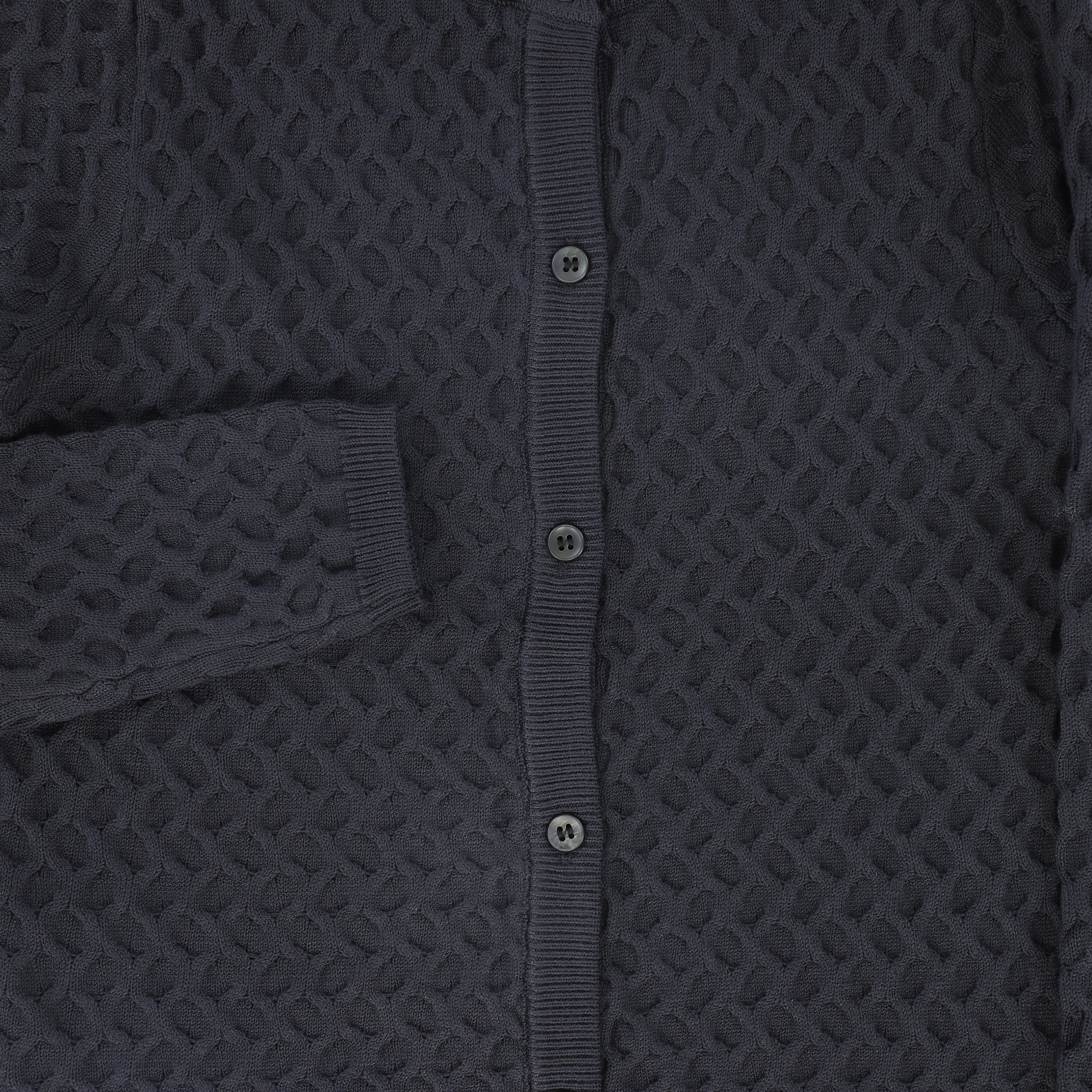 BACE COLLECTION GREY TEXTURED CROCHET KNIT CARDIGAN [FINAL SALE] - Image 3