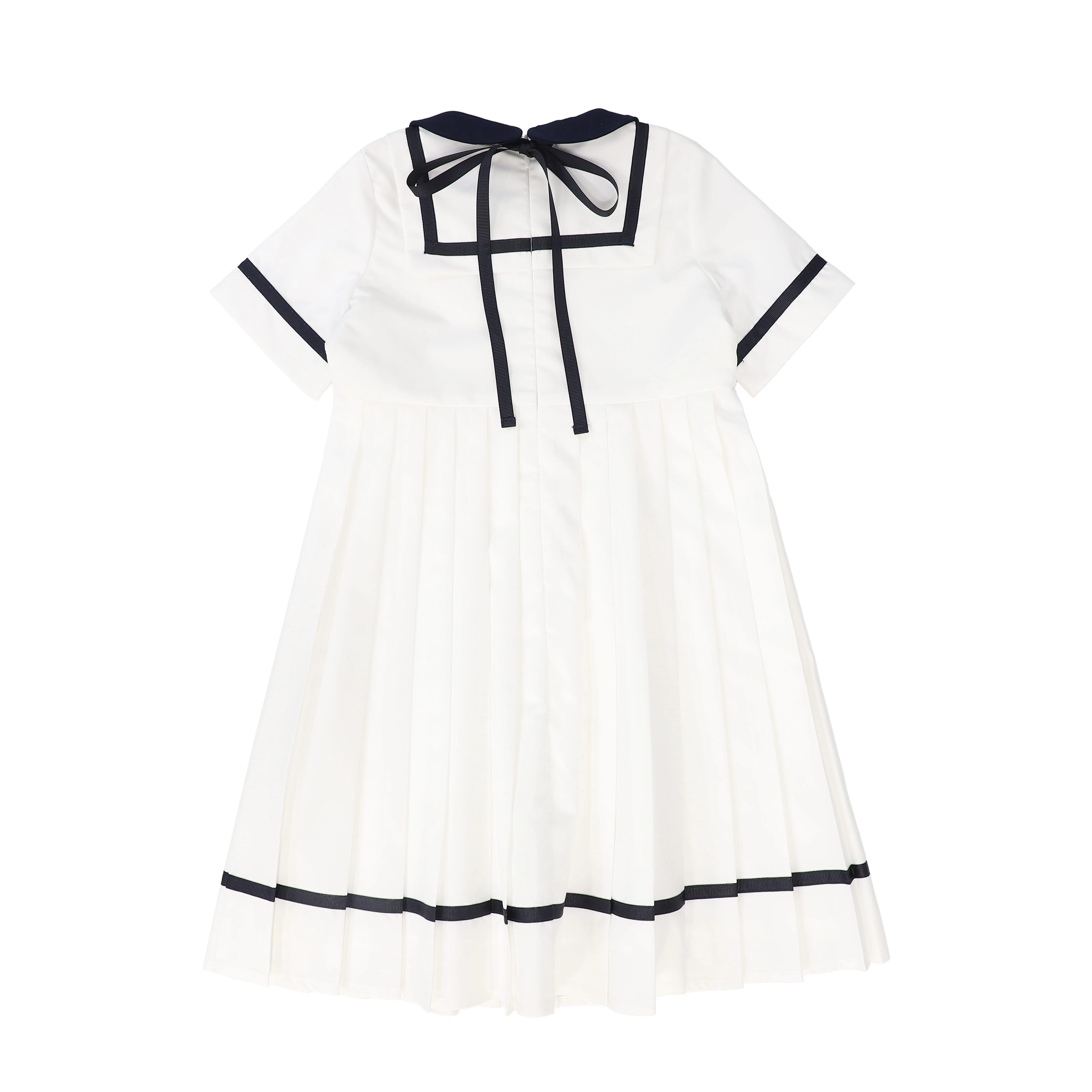 BACE COLLECTION IVORY/NAVY TRIM COLLAR SS DRESS [FINAL SALE] - Image 2