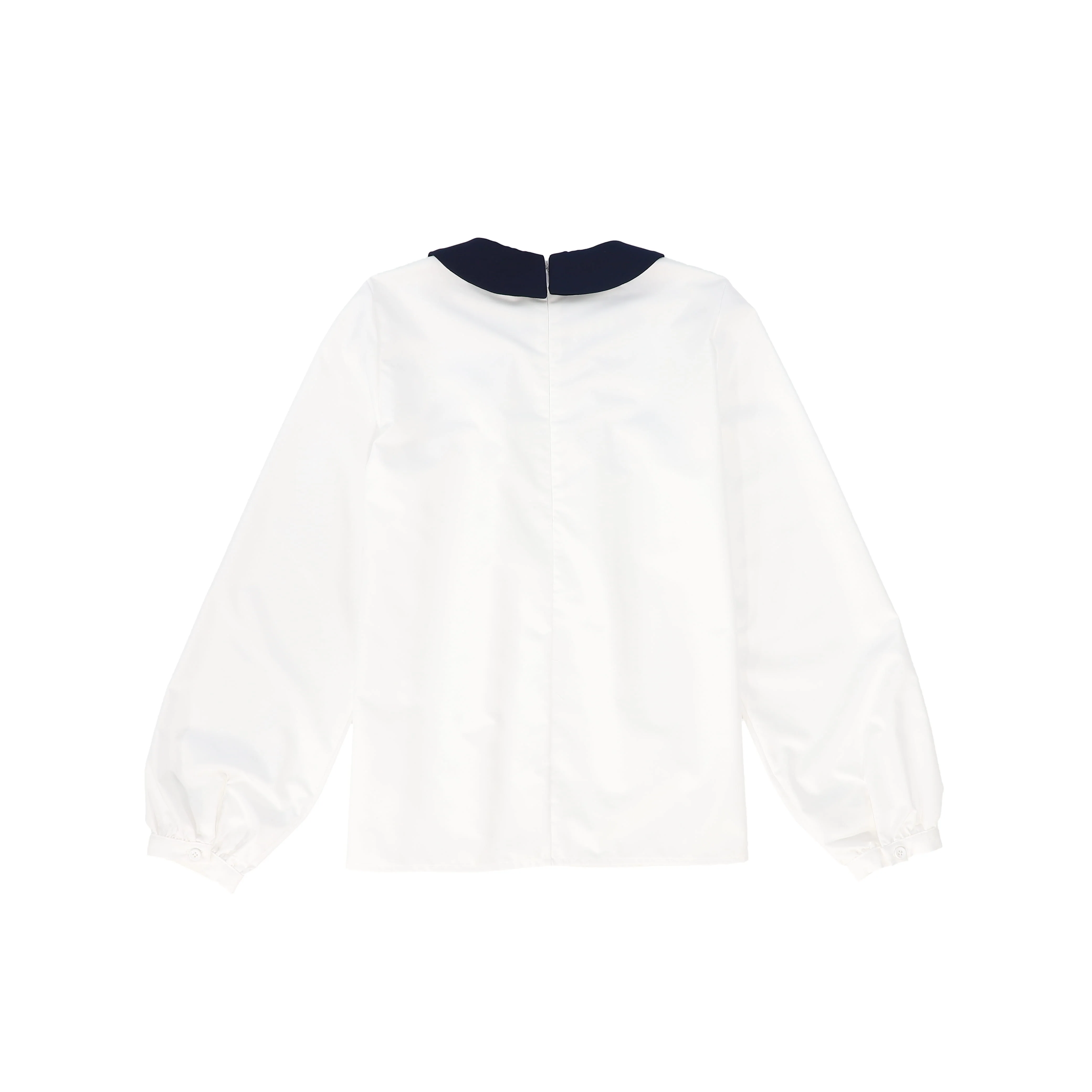 BACE COLLECTION IVORY/NAVY TRIM COLLAR BLOUSE [FINAL SALE] - Image 2