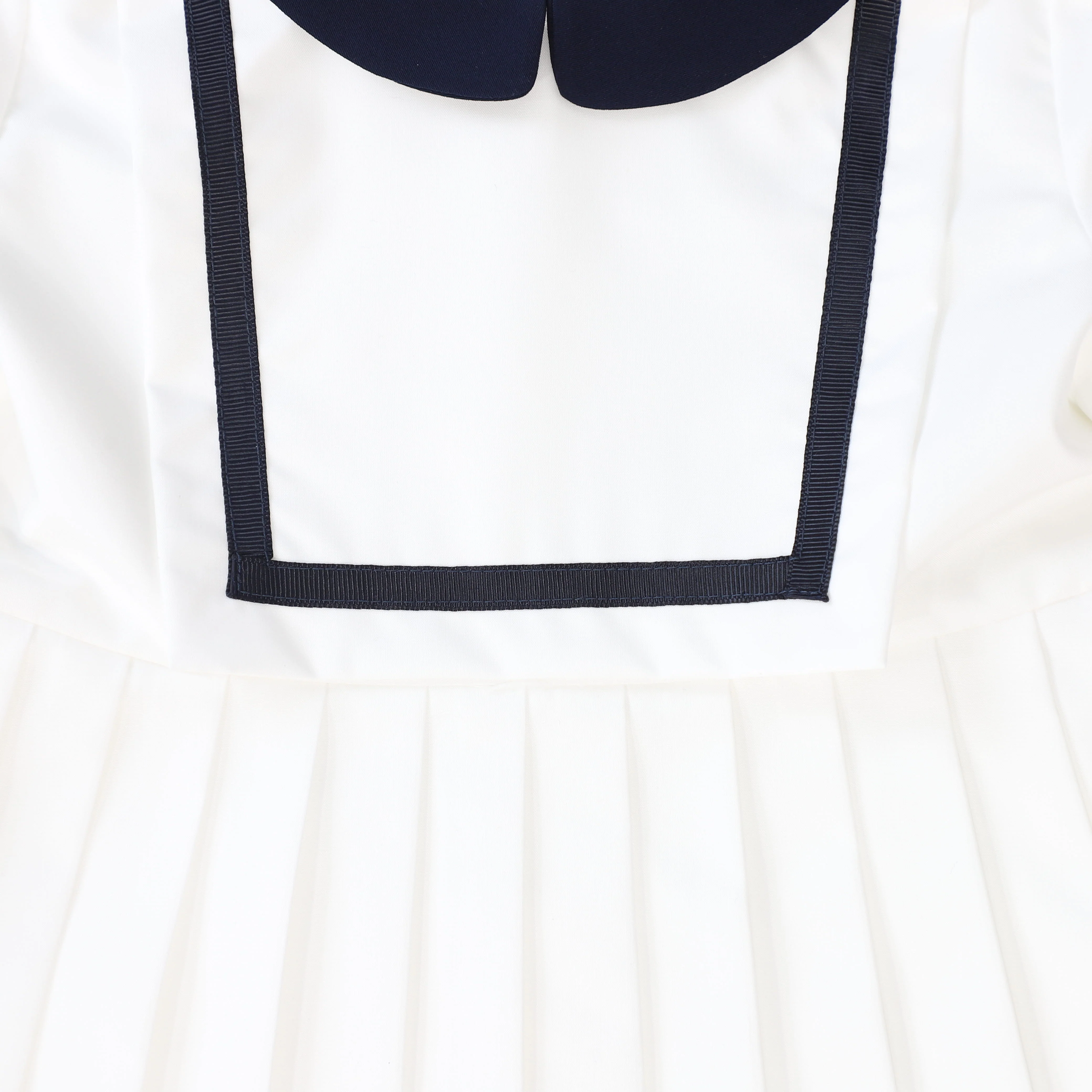 BACE COLLECTION IVORY/NAVY TRIM COLLAR 3/4 SLEEVE DRESS [FINAL SALE] - Image 4