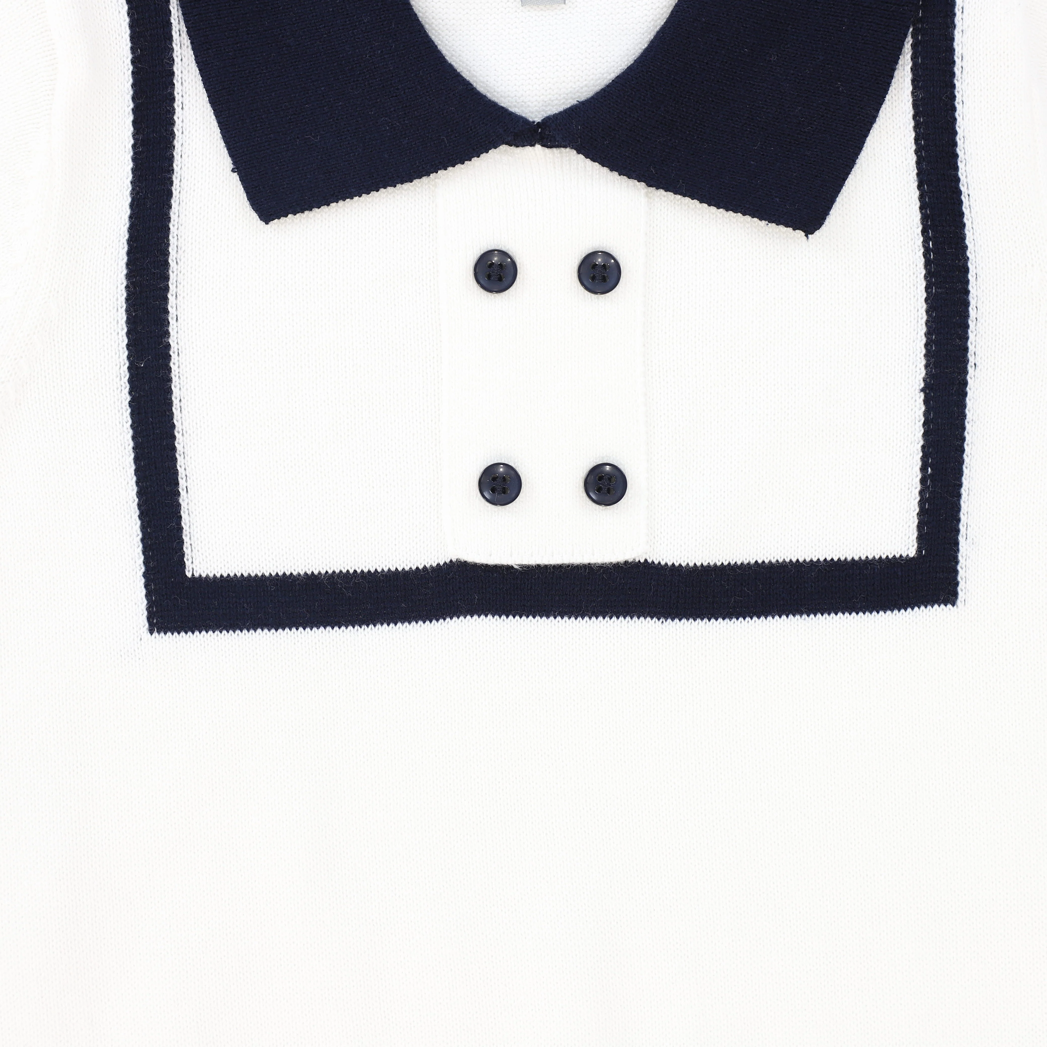 BACE COLLECTION IVORY/NAVY TRIM COLLAR SWEATER [FINAL SALE] - Image 3