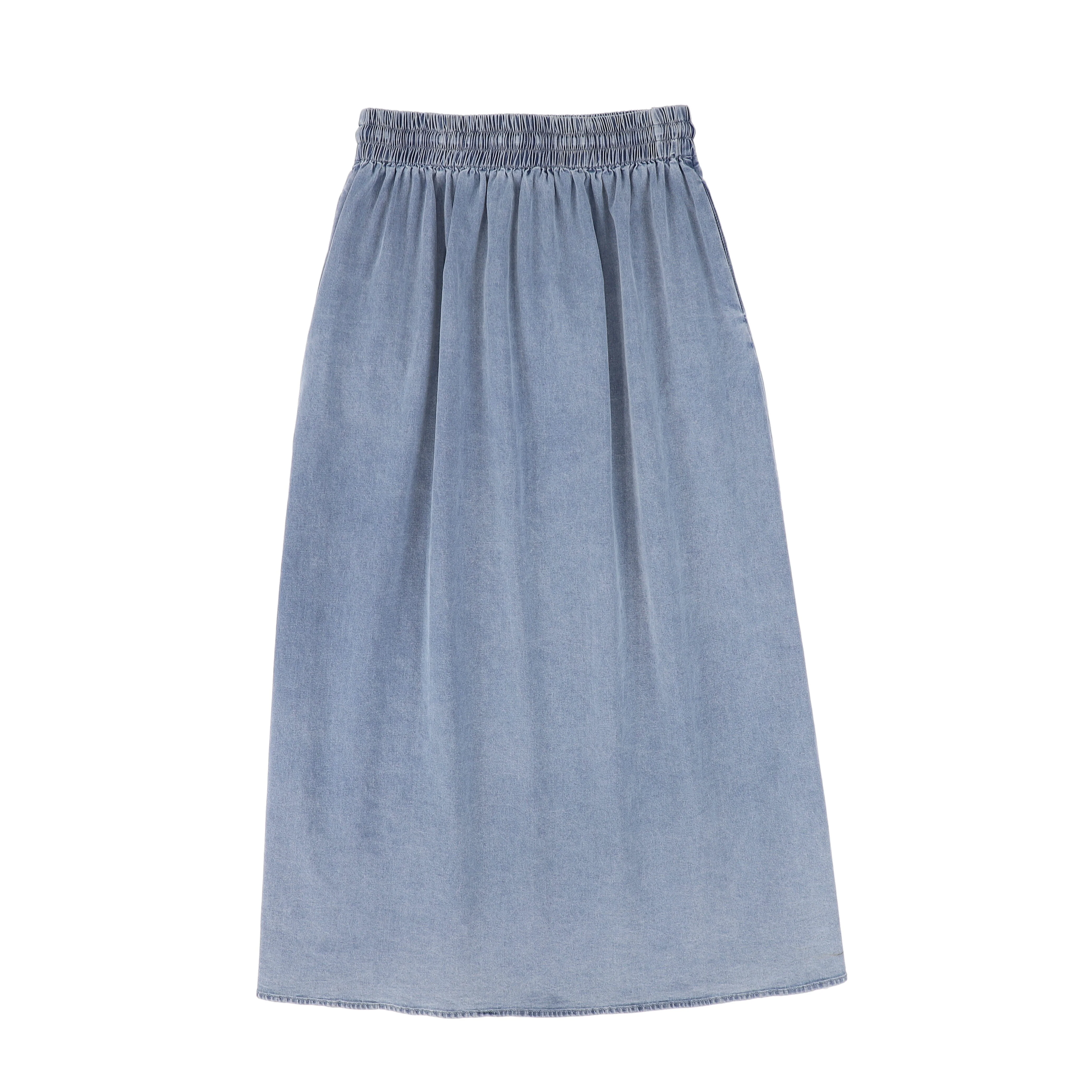 BACE COLLECTION LIGHT BLUE DENIM ROPE STRING MAXI SKIRT [FINAL SALE] - Image 2