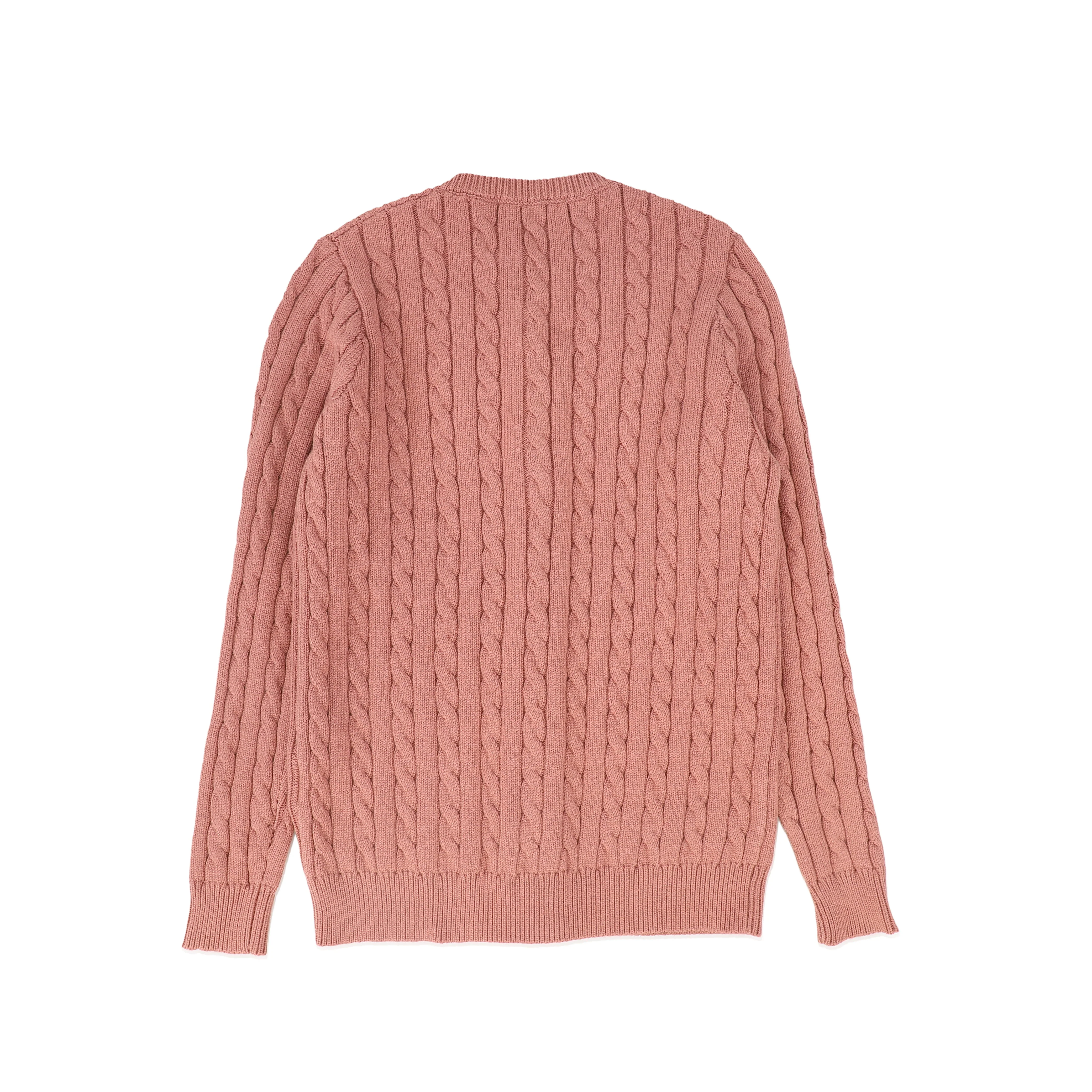 BACE COLLECTION MAUVE CABLE KNIT LOGO CARDIGAN [FINAL SALE] - Image 2