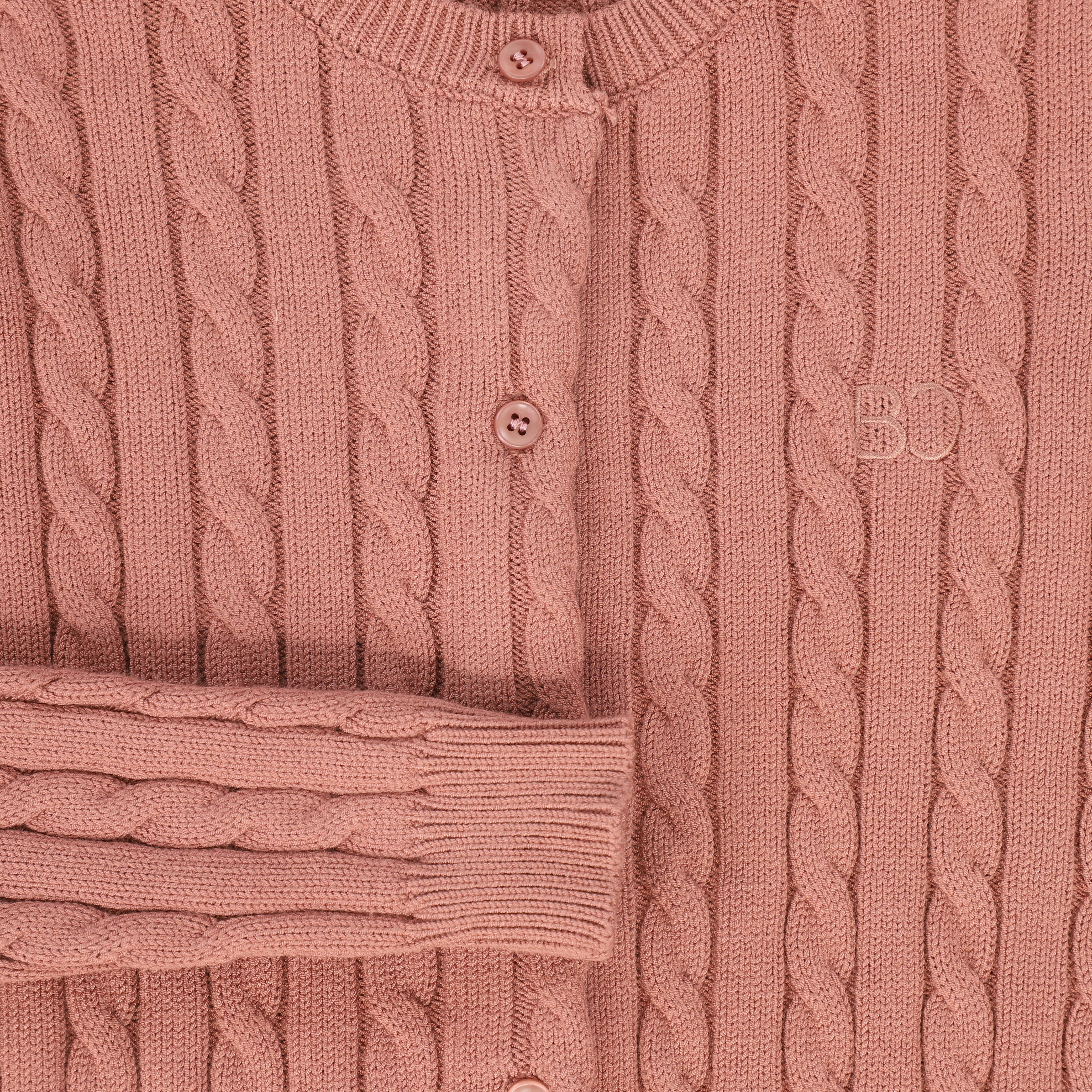 BACE COLLECTION MAUVE CABLE KNIT LOGO CARDIGAN [FINAL SALE] - Image 3