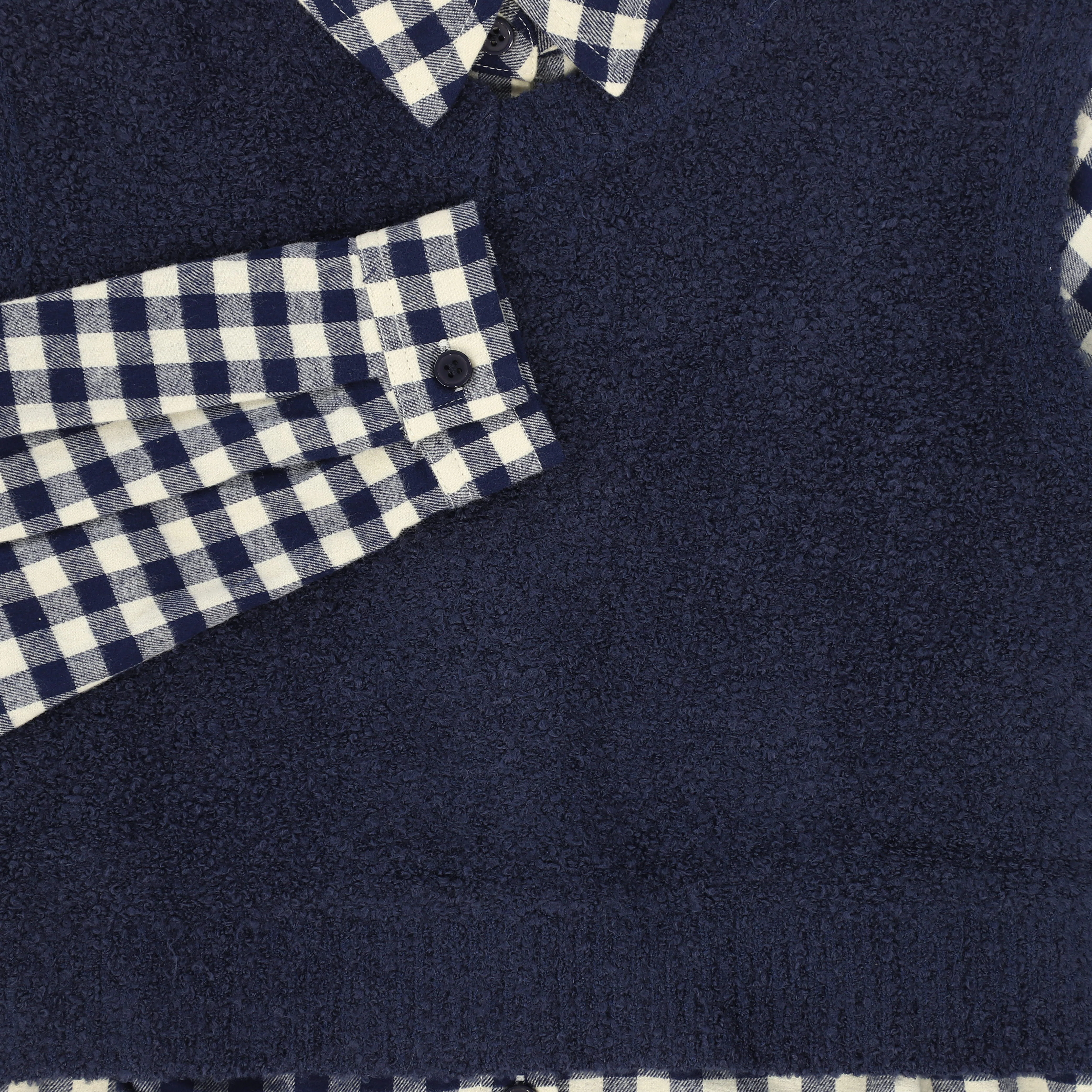 Bace Collection Navy Flannel Gingham Overlay Shirt Dress [FINAL SALE] - Image 3