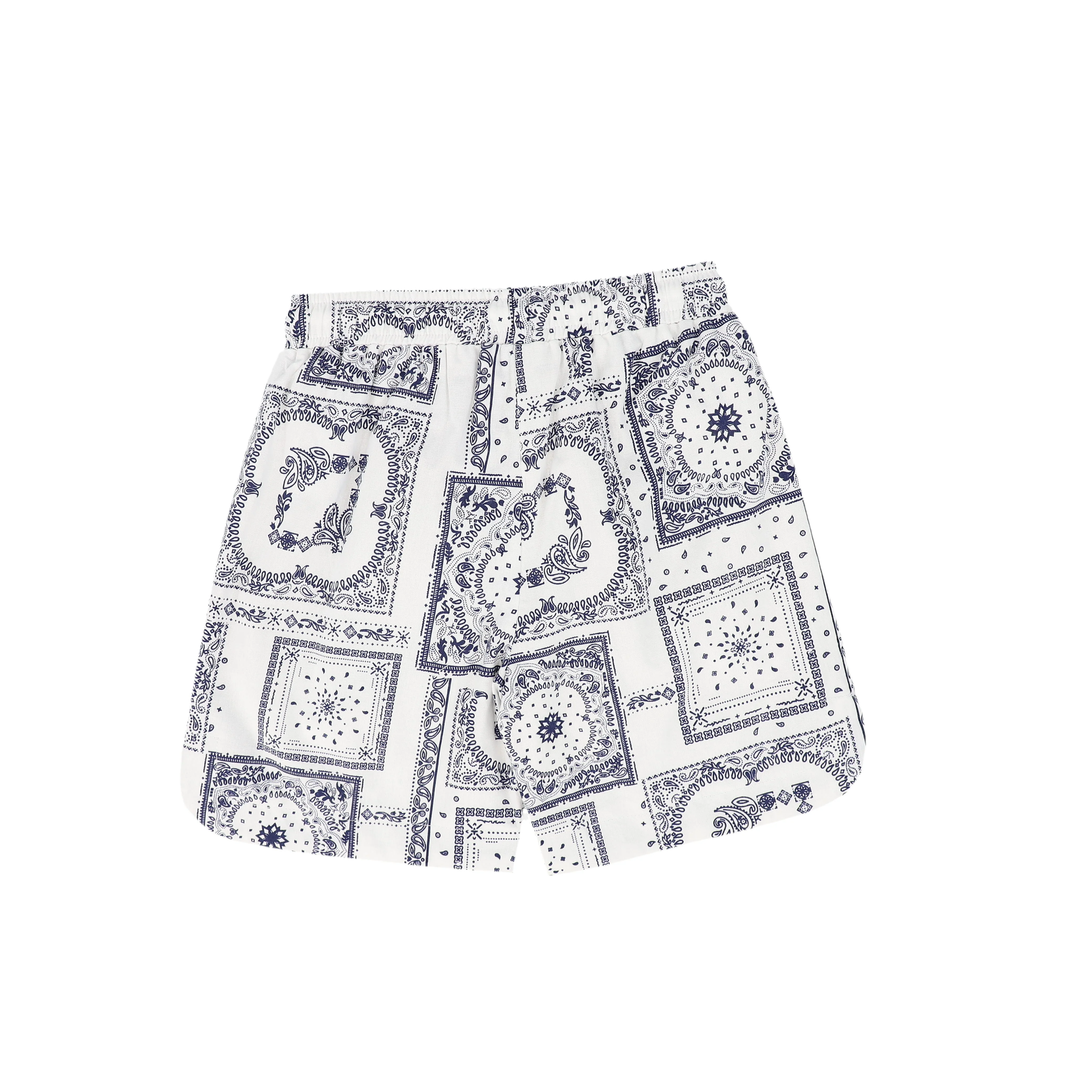BACE COLLECTION NAVY PAISELY HANDKERCHIEF PRINT SHORTS [FINAL SALE] - Image 2