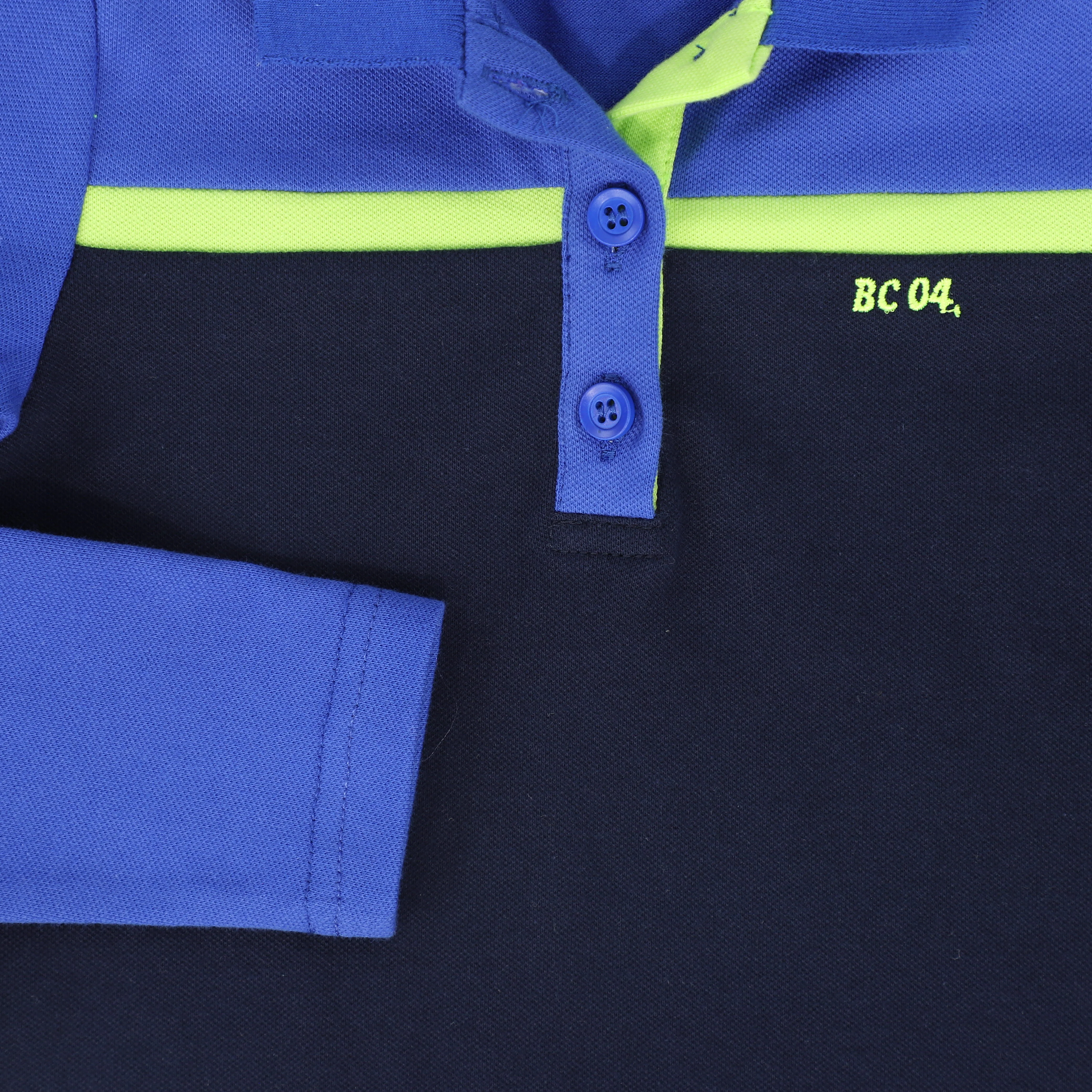 BACE COLLECTION NAVY STRIPED CONTRAST PIQUE LS POLO [FINAL SALE] - Image 3