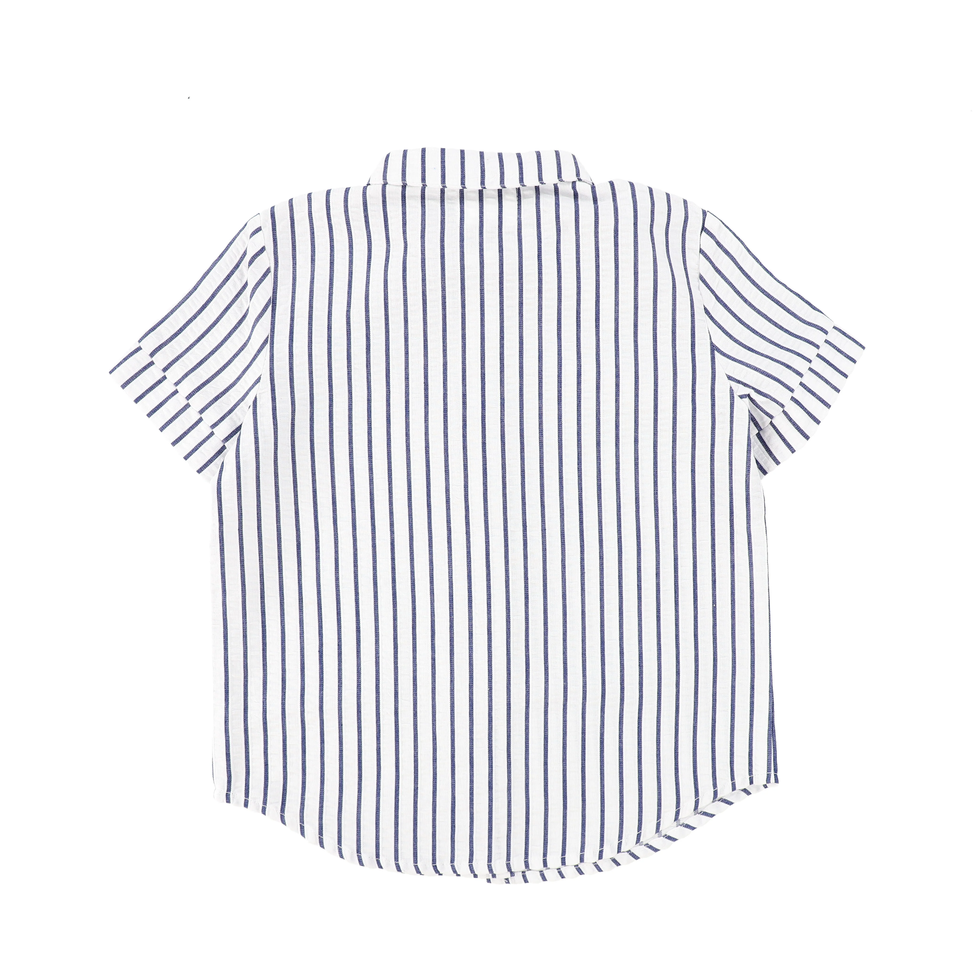 BACE COLLECTION NAVY/WHITE THICK STRIPED BUTTON DOWN BLOUSE [FINAL SALE] - Image 2