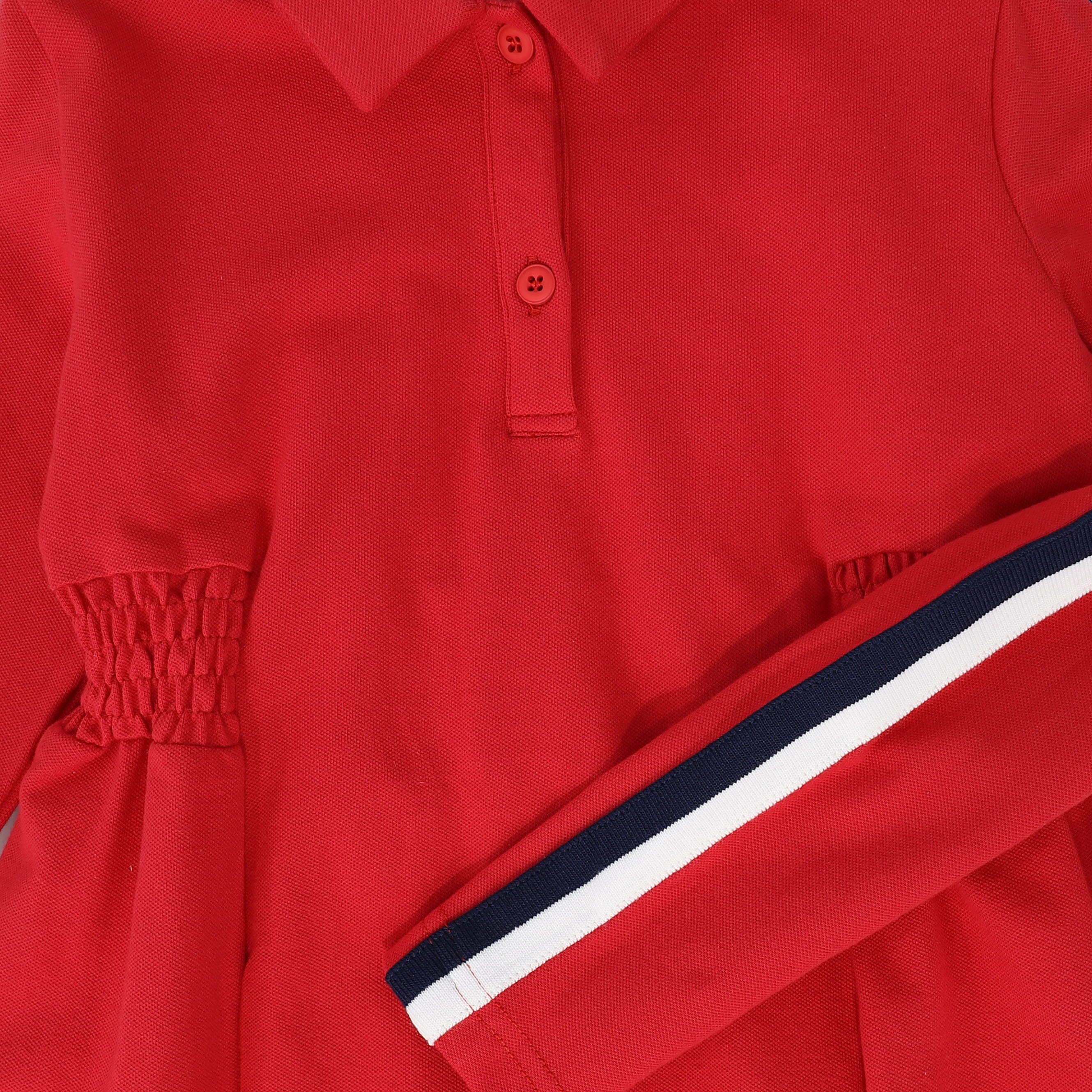 BACE COLLECTION RED PIQUE VARSITY DRESS [FINAL SALE] - Image 3