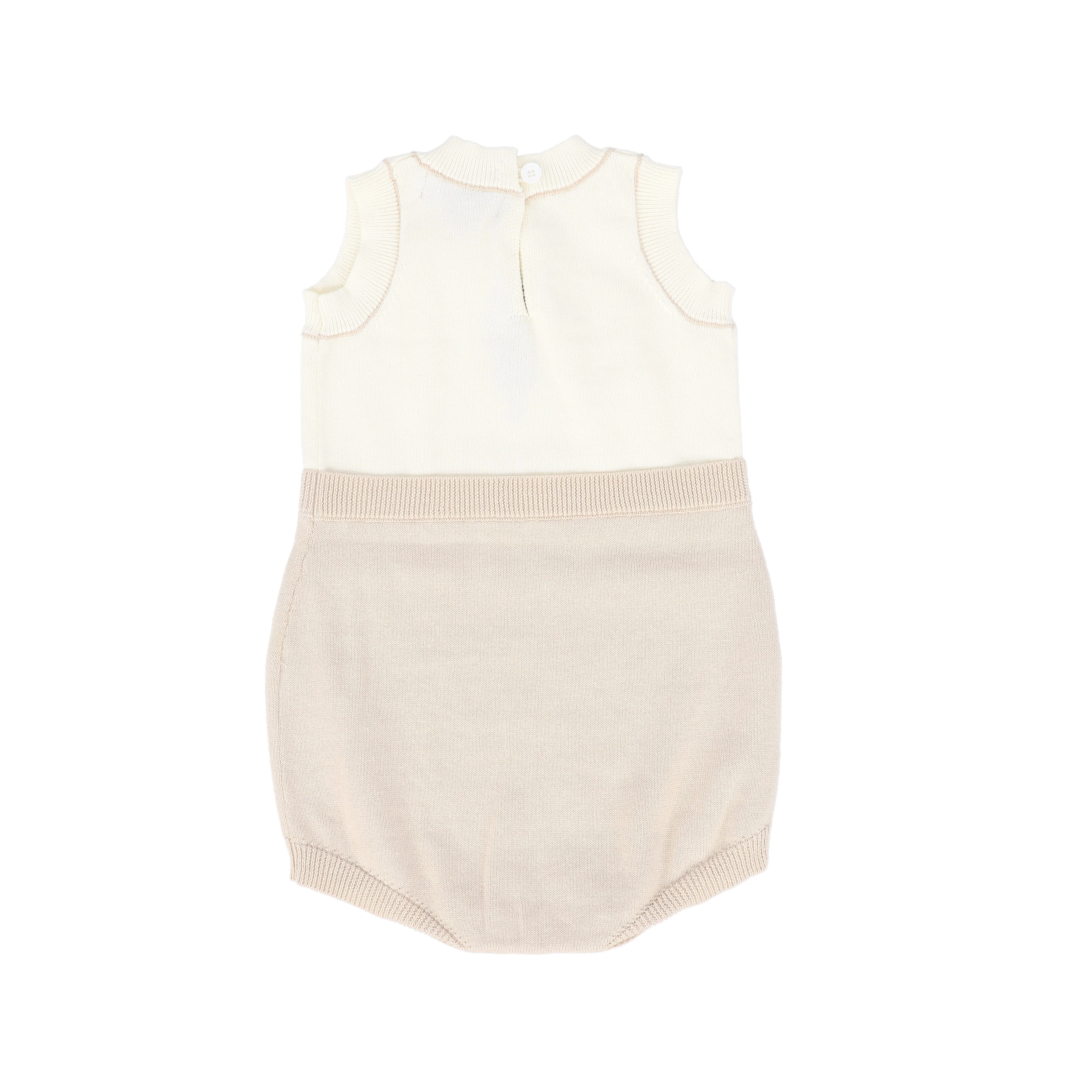 BACE COLLECTION TAN LEAF PATCH KNIT ROMPER [FINAL SALE] - Image 2