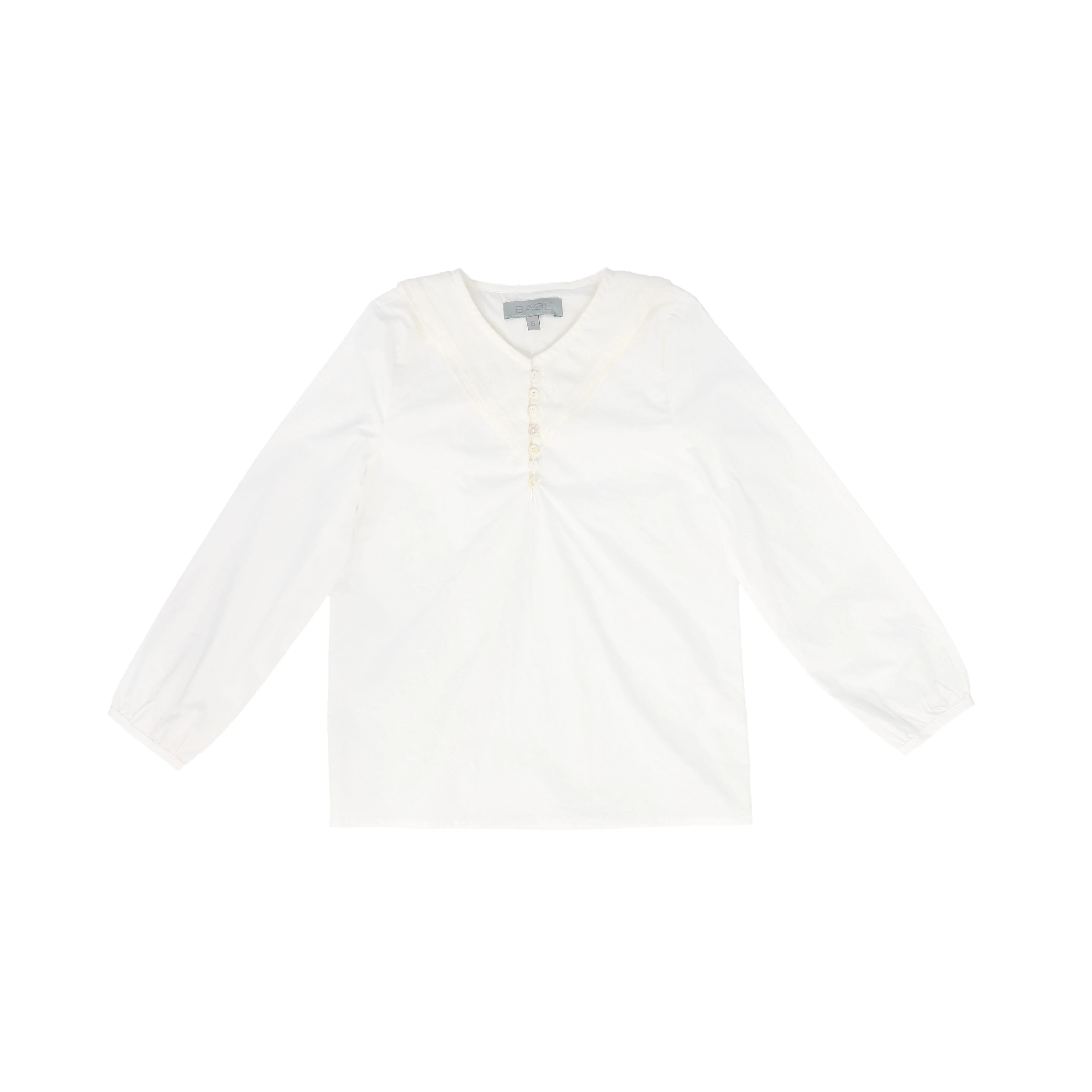 BACE COLLECTION WHITE LINEN SAILOR COLLAR LS BLOUSE [FINAL SALE] - Image 2