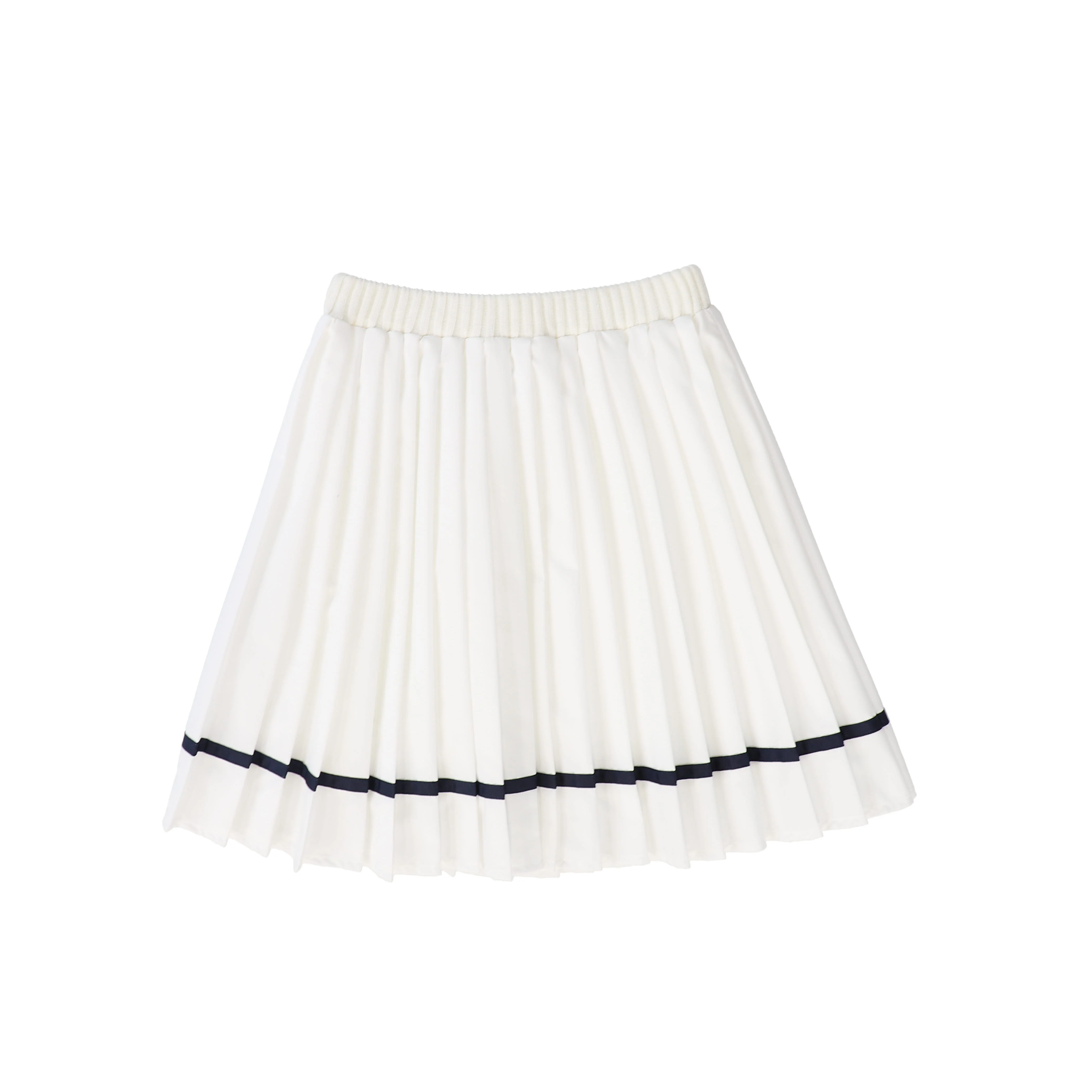 BACE COLLECTION IVORY/NAVY TRIM PLEAT SKIRT [FINAL SALE] - Image 2