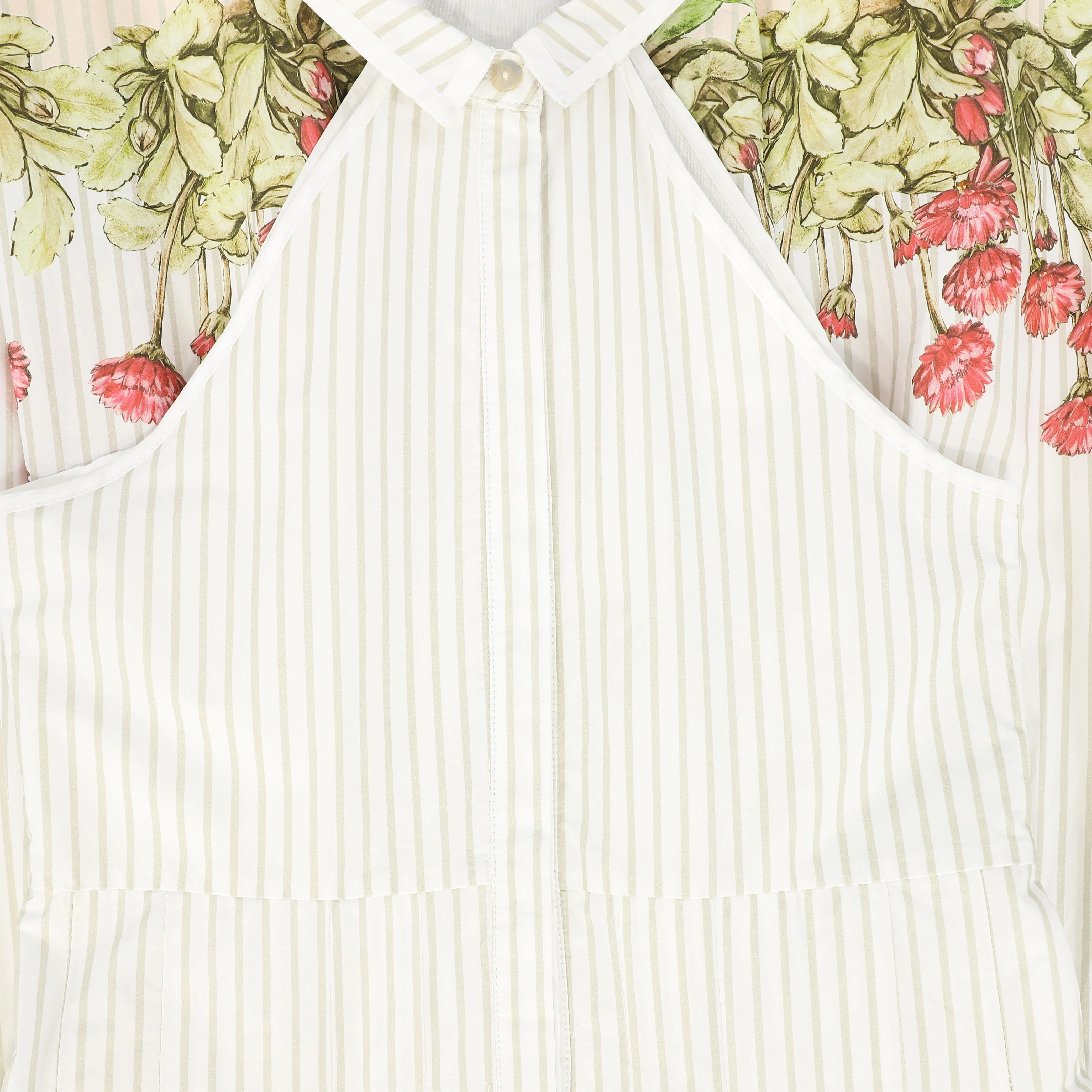 BACE COLLECTION WHITE/TAN STRIPE FLORAL COLLAR JUMPER [FINAL SALE] - Image 3