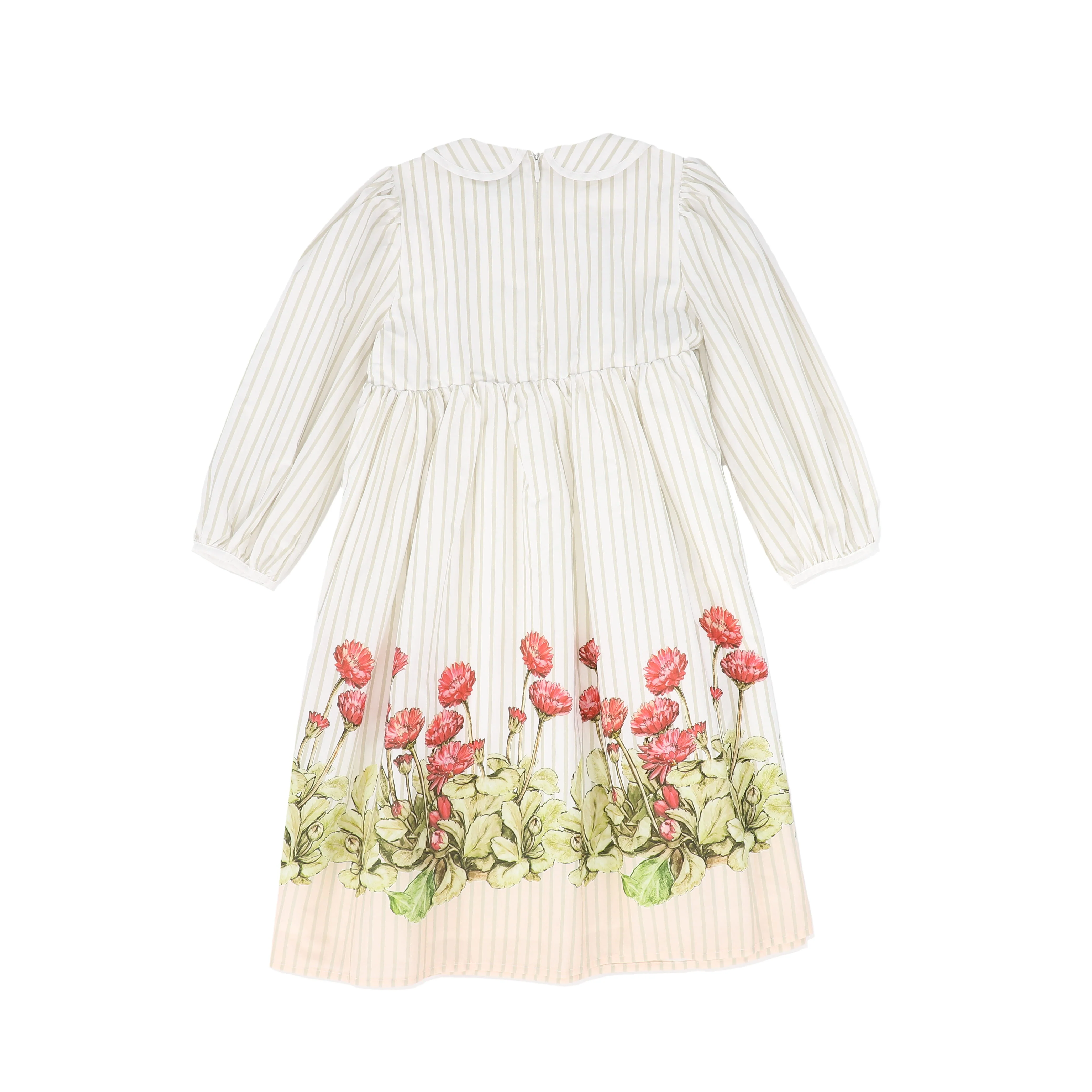 BACE COLLECTION WHITE/TAN STRIPE FLORAL 3/4 SLEEVE DRESS [FINAL SALE] - Image 2