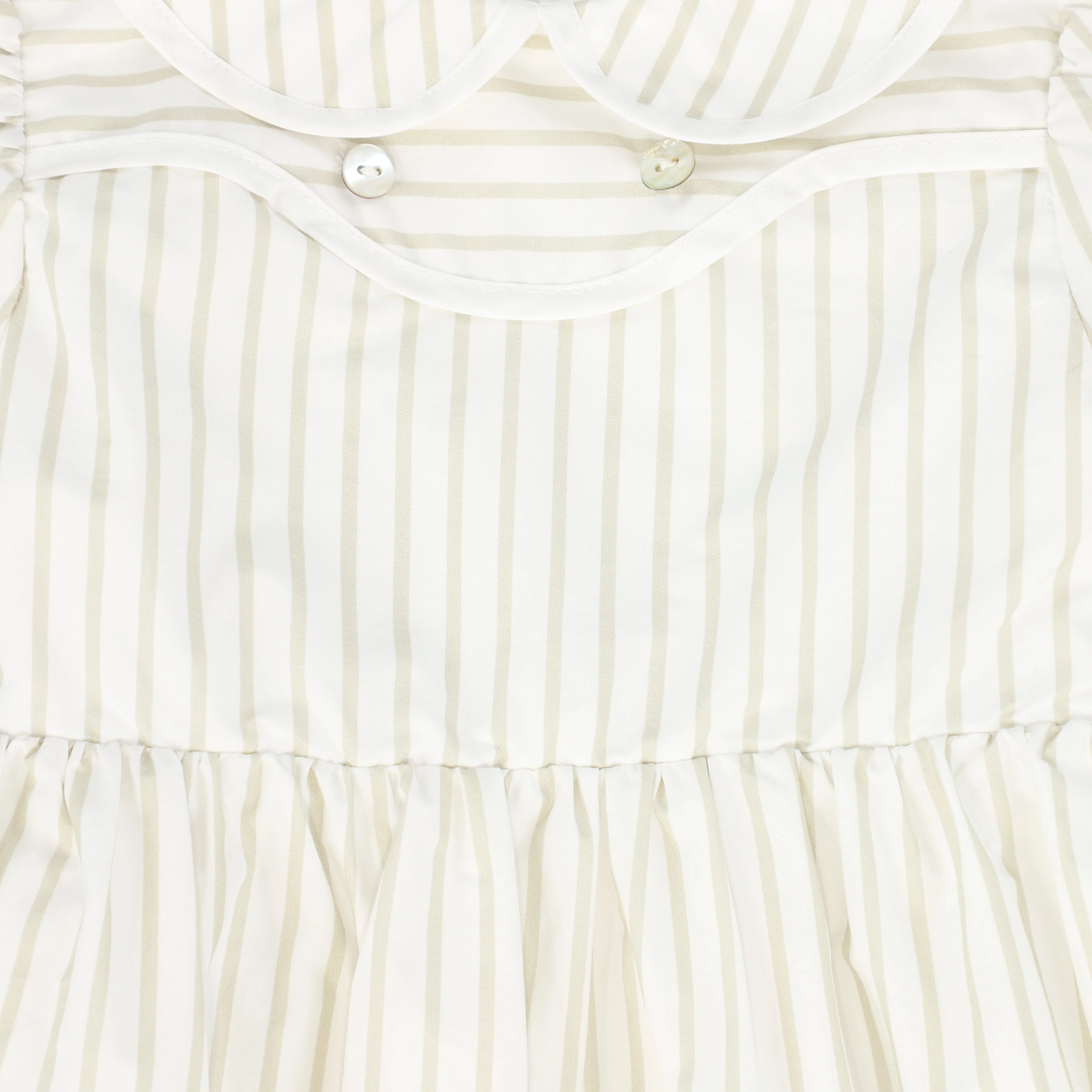 BACE COLLECTION WHITE/TAN STRIPE FLORAL SS DRESS [FINAL SALE] - Image 3