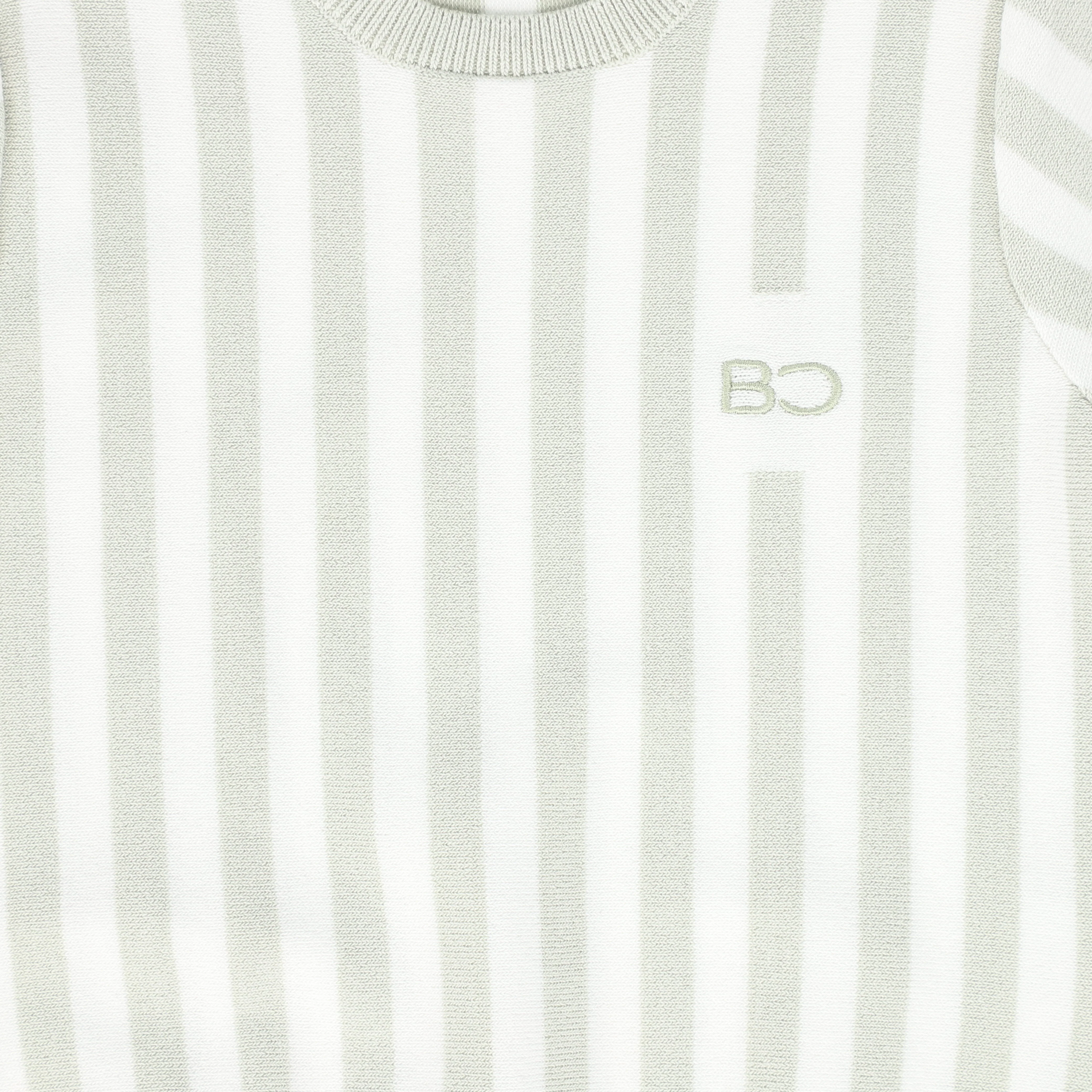 BACE COLLECTION WHITE/TAN STRIPED KNIT SWEATER [FINAL SALE] - Image 3