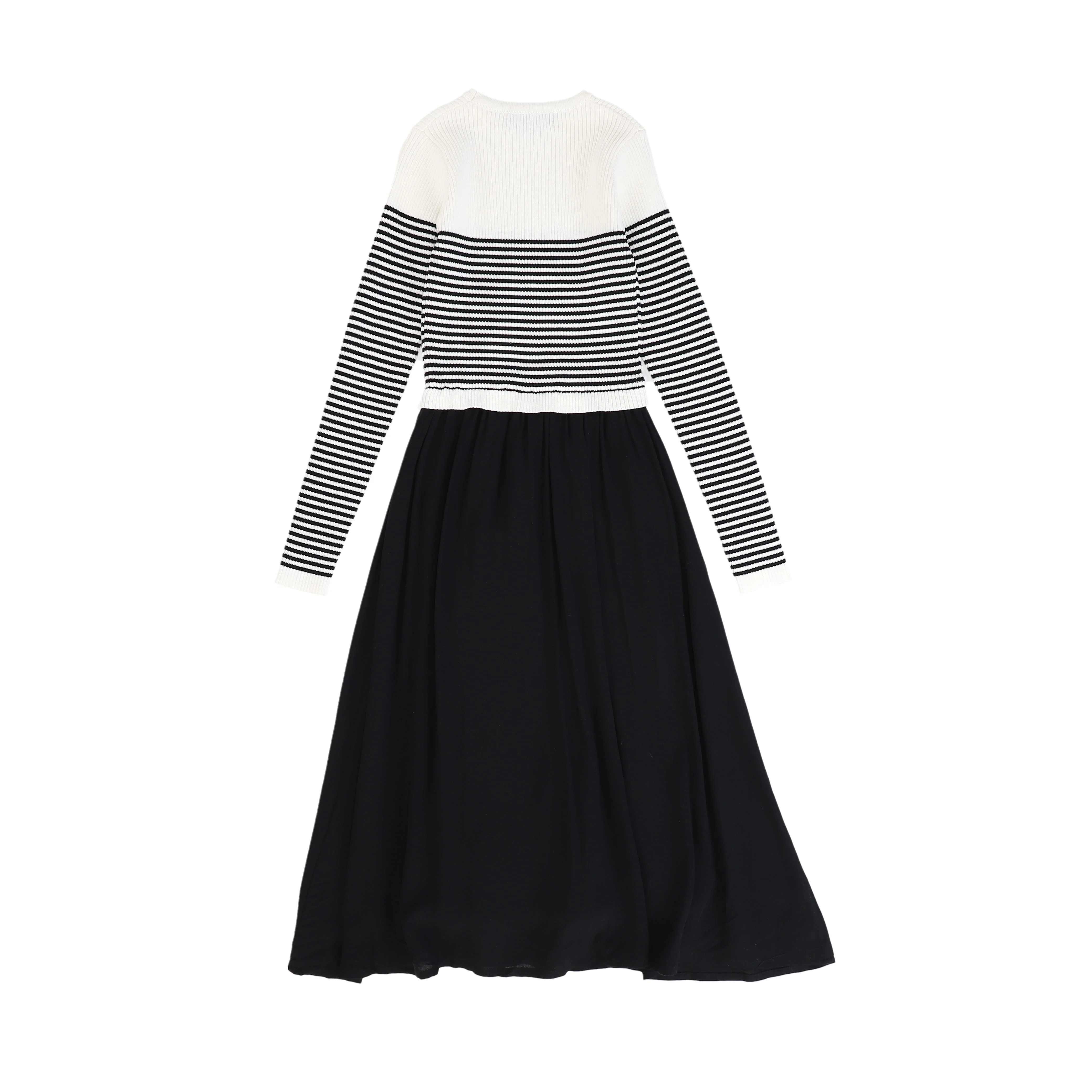 BAMBOO BLACK/WHITE STRIPED SWEATER MAXI DRESS [FINAL SALE] - Image 2