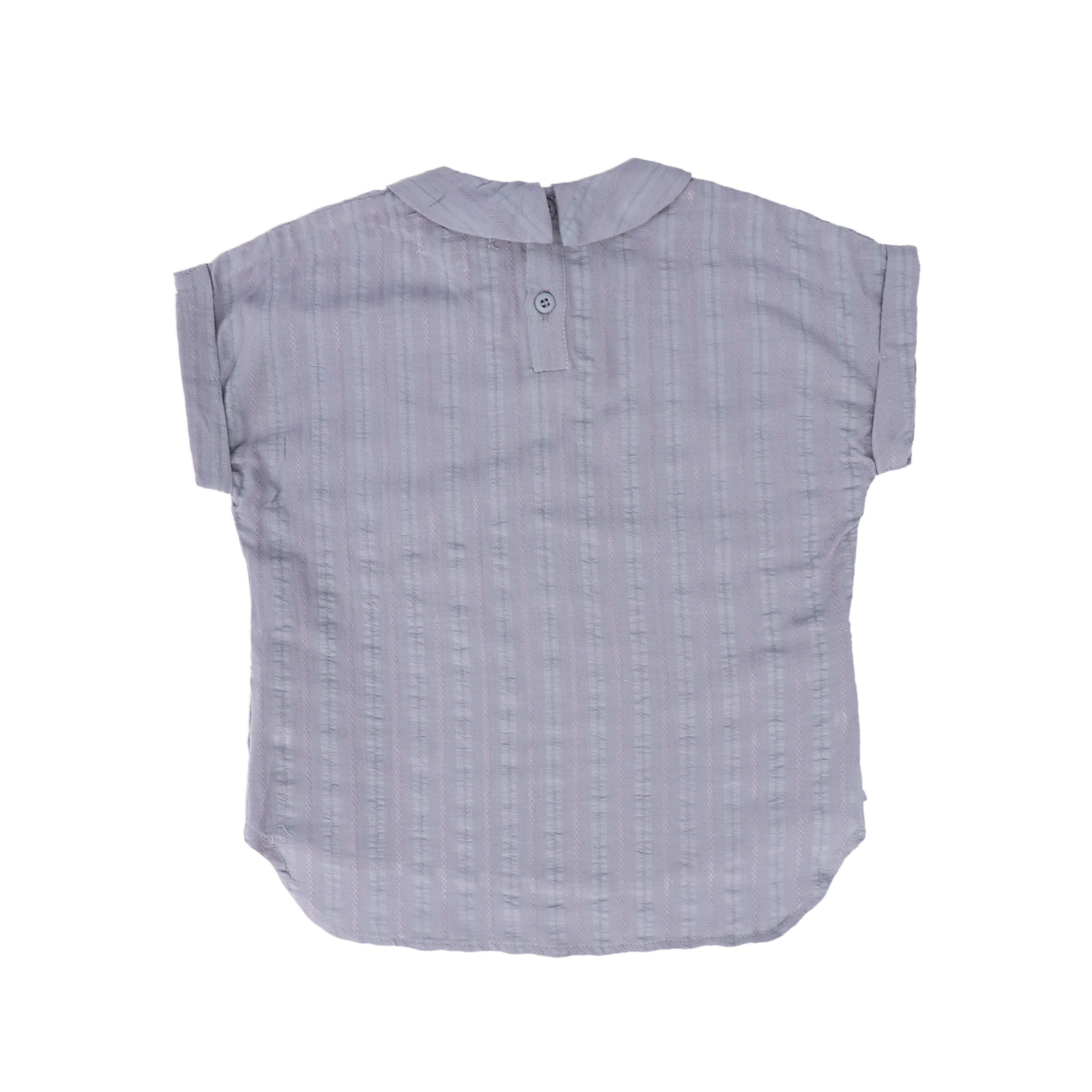 BAMBOO BLUE COLLARED SS TOP [FINAL SALE] - Image 2