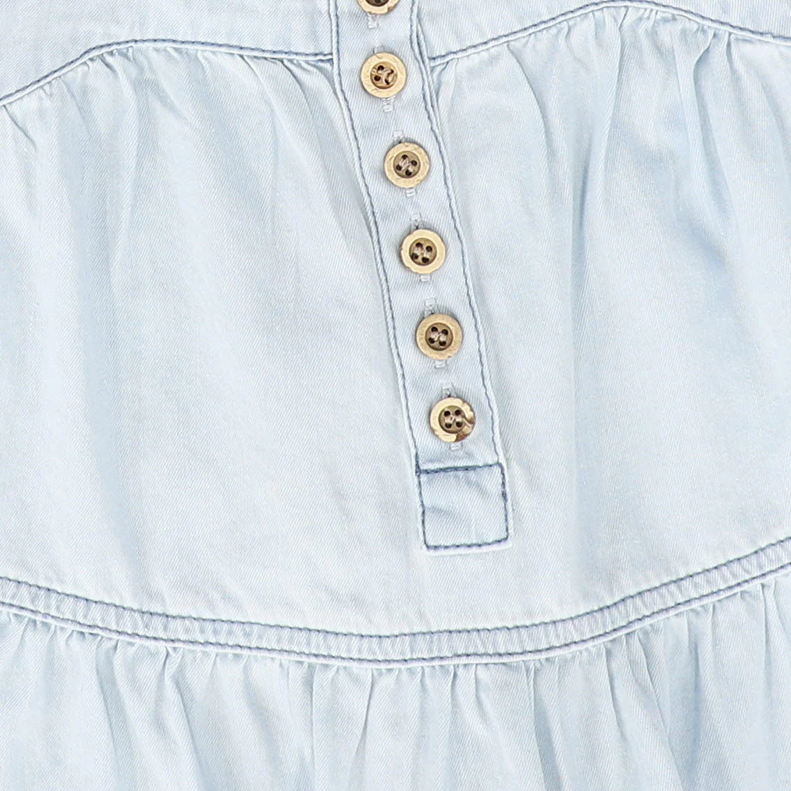 BAMBOO LIGHT BLUE DENIM BUTTON TIERED JUMPER [FINAL SALE] - Image 3