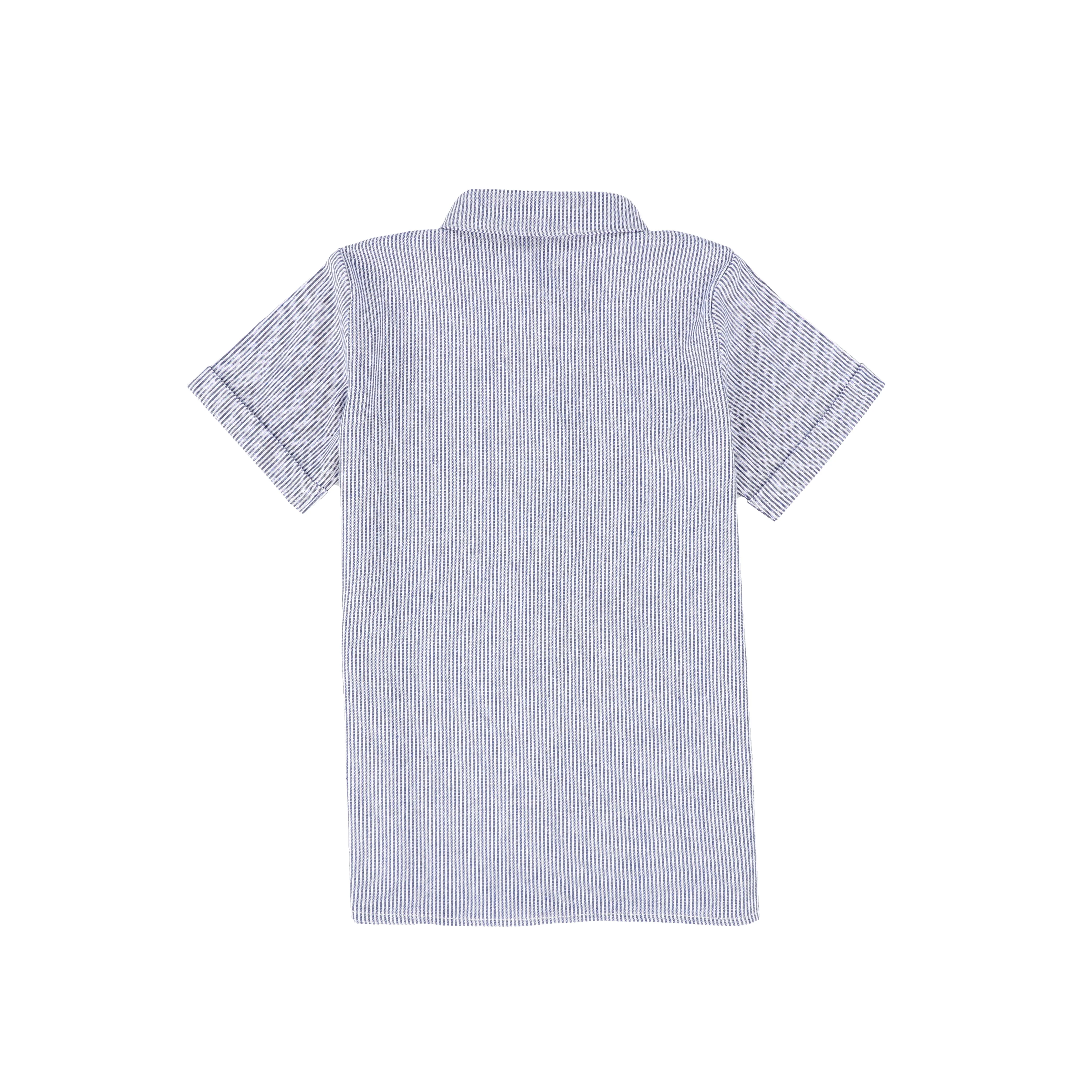 BAMBOO BLUE PIN STRIPED COLLAR SHIRT [FINAL SALE] - Image 2
