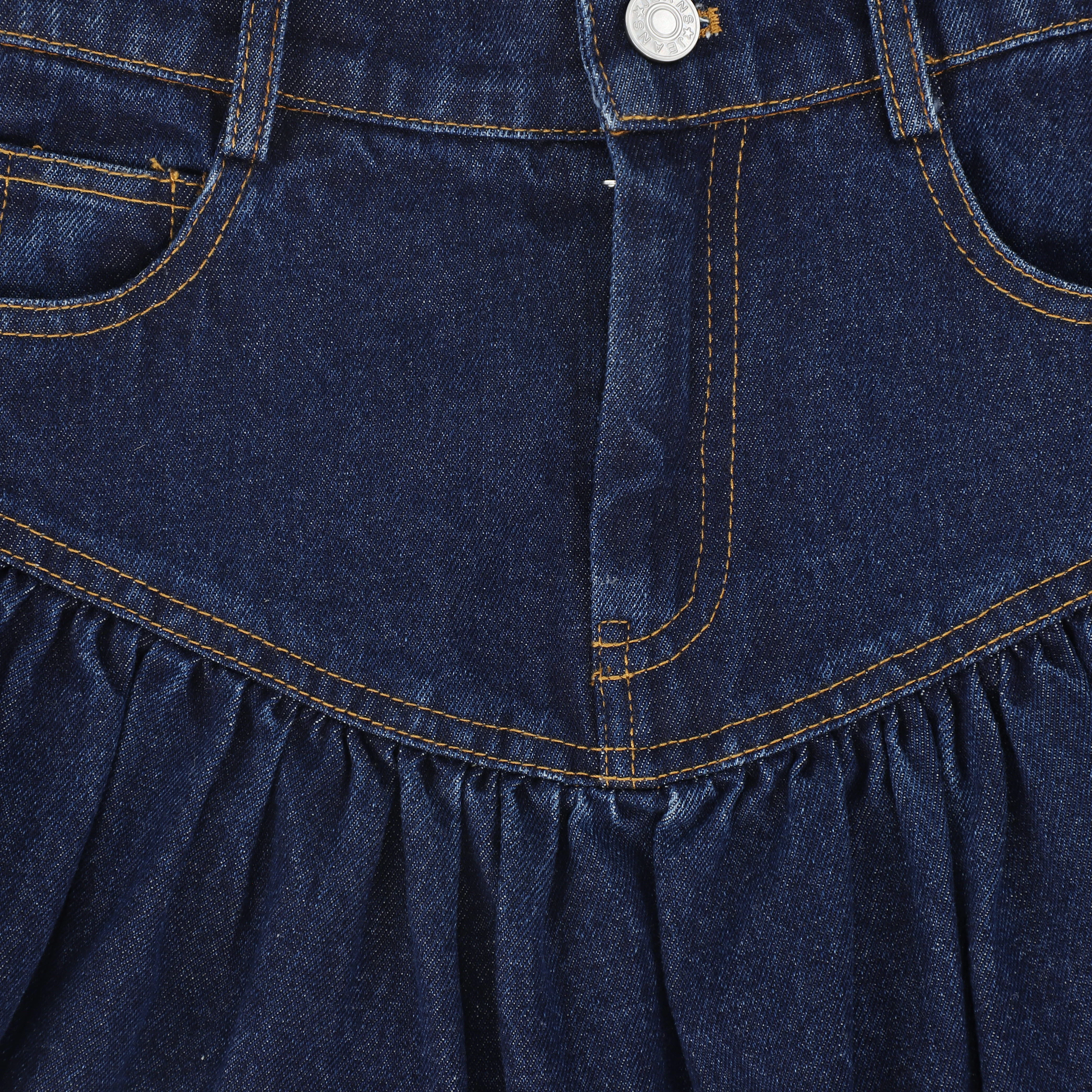 BAMBOO DARK DENIM DROP WAIST FRILL SKIRT [FINAL SALE] - Image 3