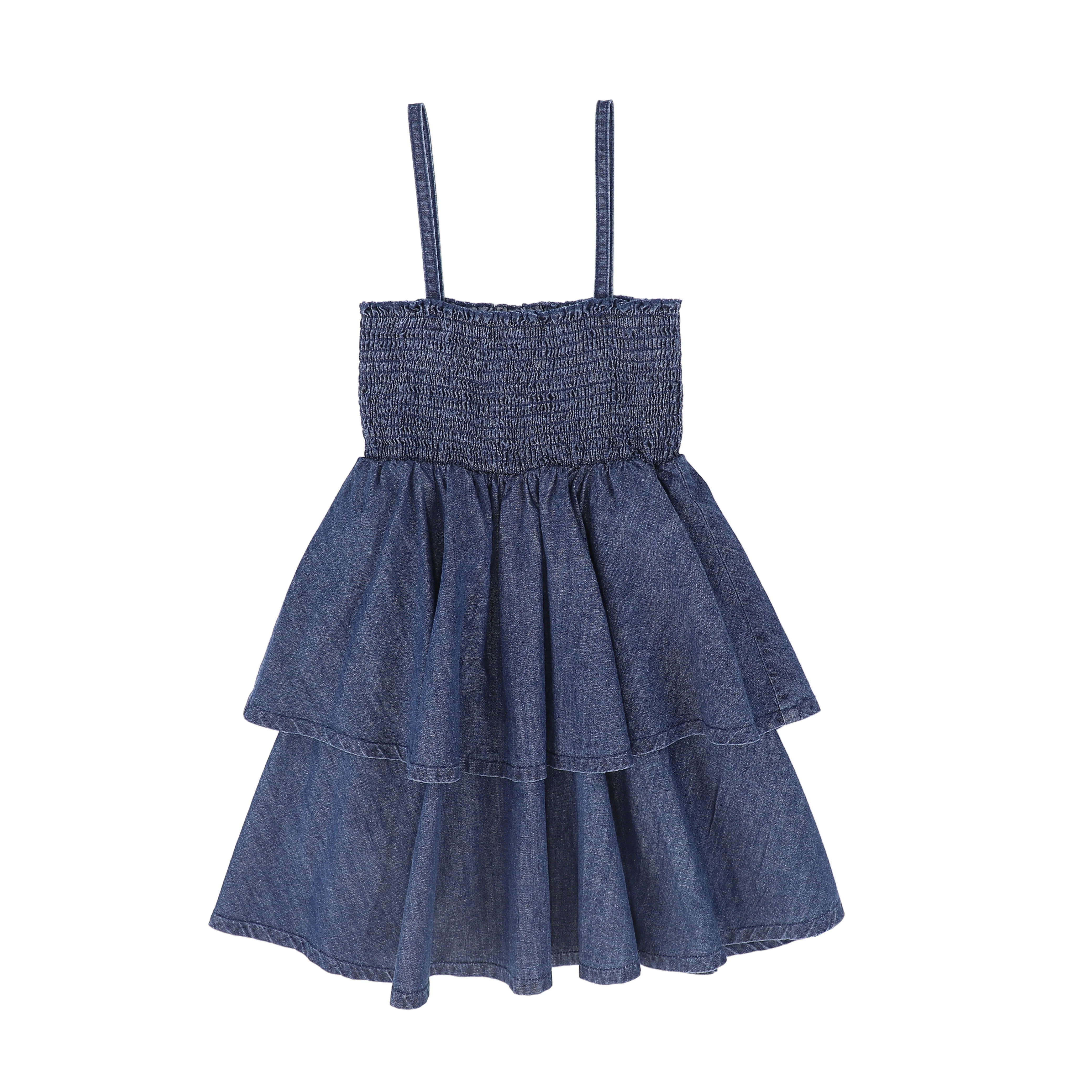 BAMBOO BLUE DENIM SMOCK TIERED JUMPER [FINAL SALE] - Image 2