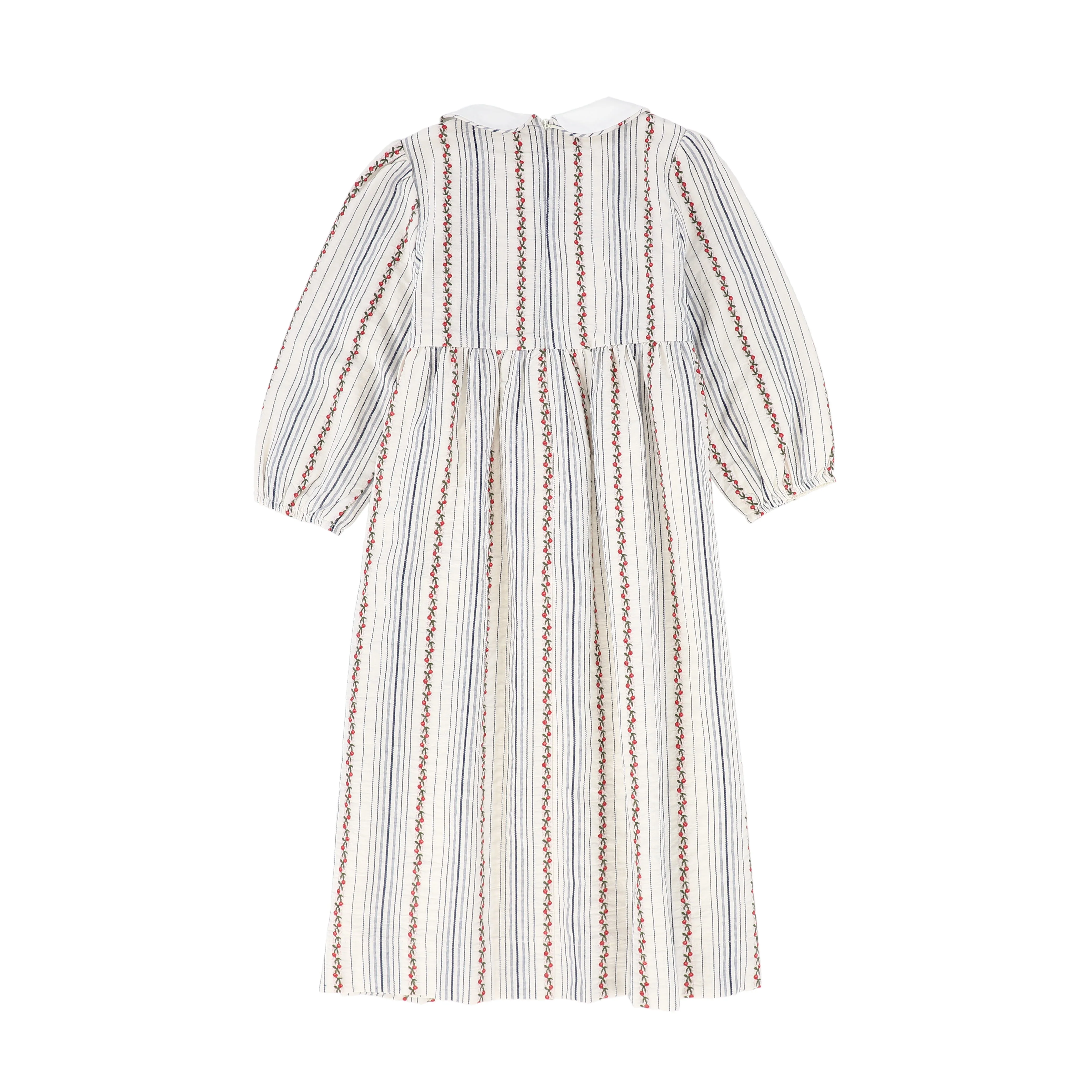 BAMBOO IVORY FLORAL STRIPE SMOCKED DRESS [FINAL SALE] - Image 2