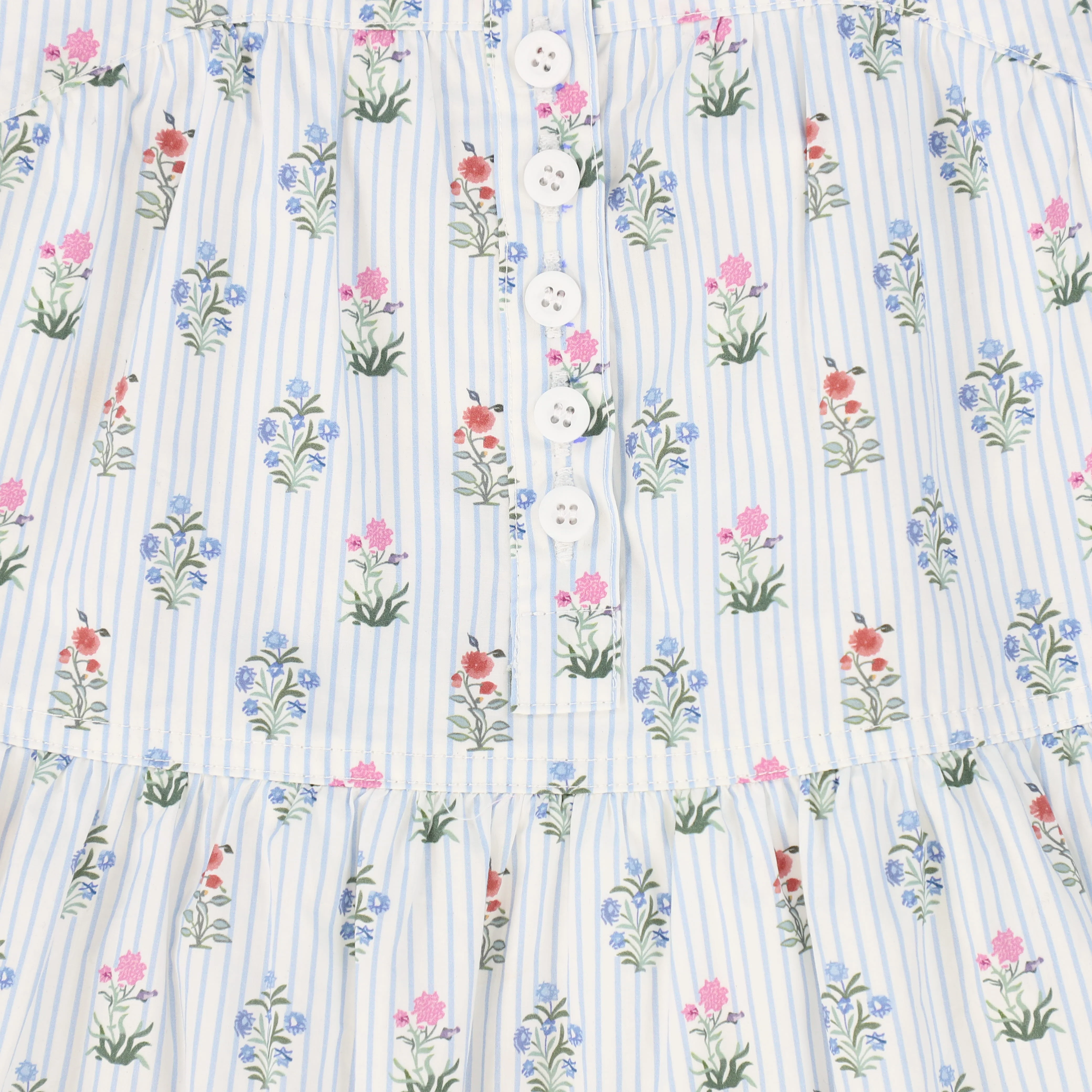 BAMBOO LIGHT BLUE STRIPE FLORAL BUNCH TIERED JUMPER [FINAL SALE] - Image 3