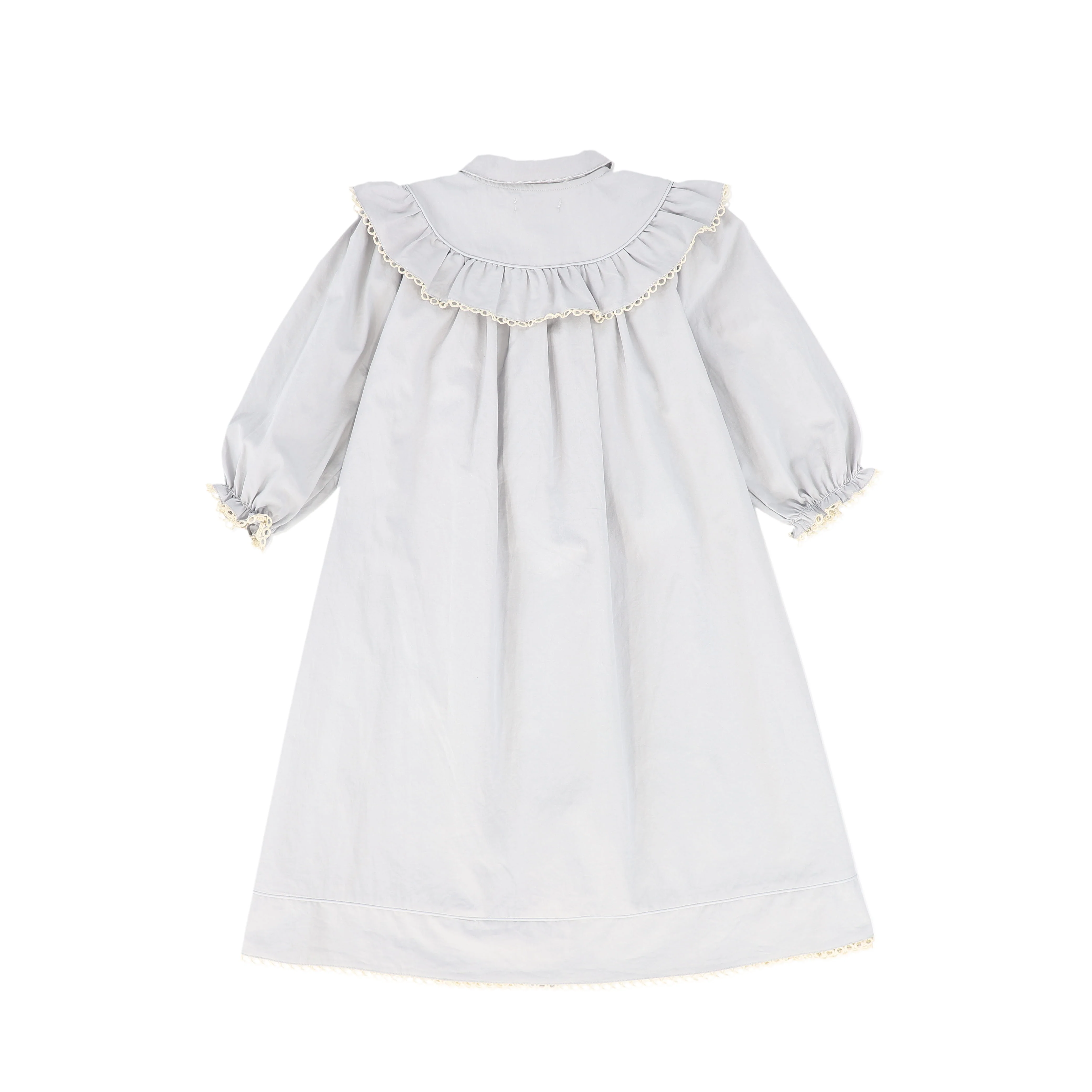 BAMBOO BLUE/GREY LACE TRIM DRESS [FINAL SALE] - Image 2