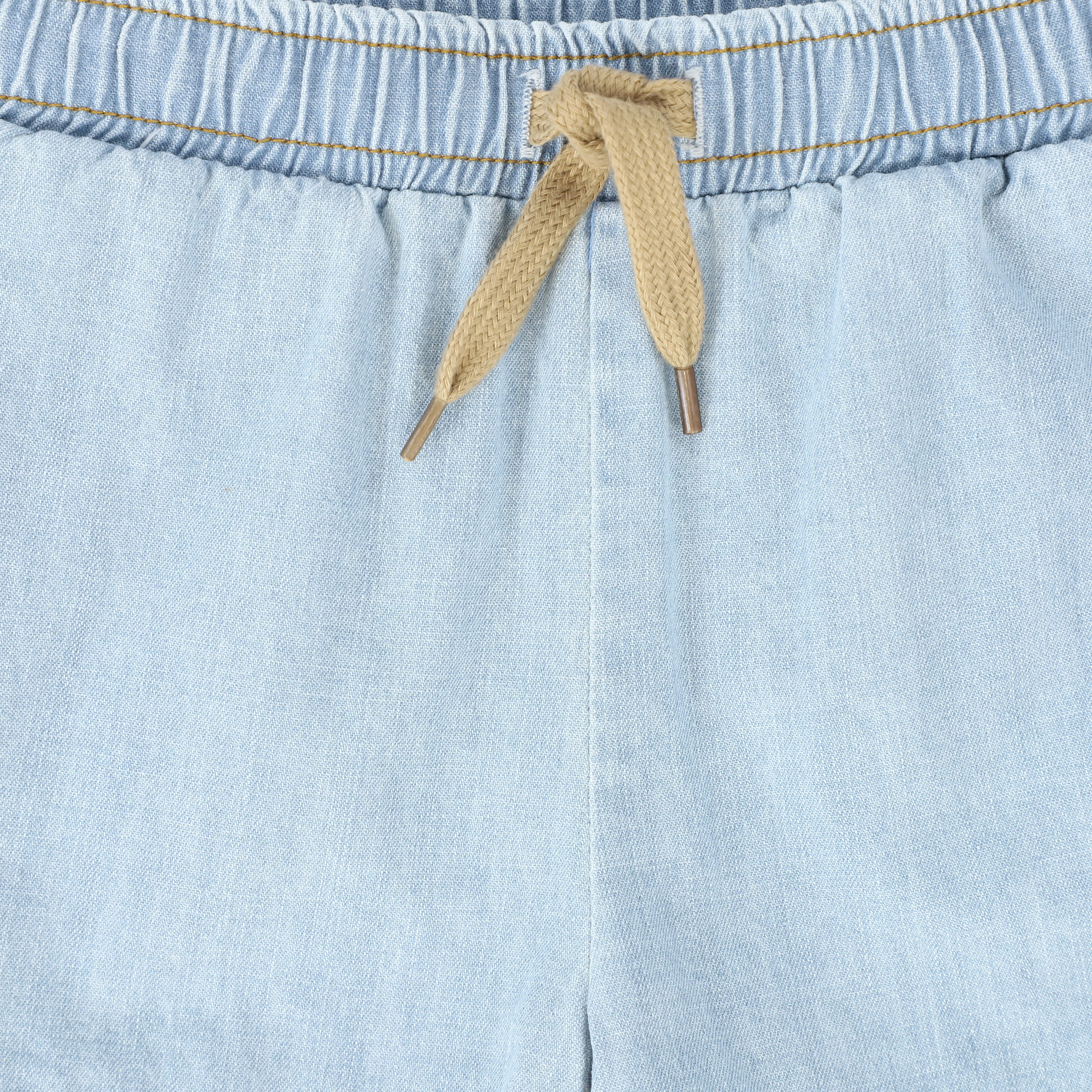 BAMBOO LIGHT BLUE DENIM DRAWSTRING SHORTS [FINAL SALE] - Image 3