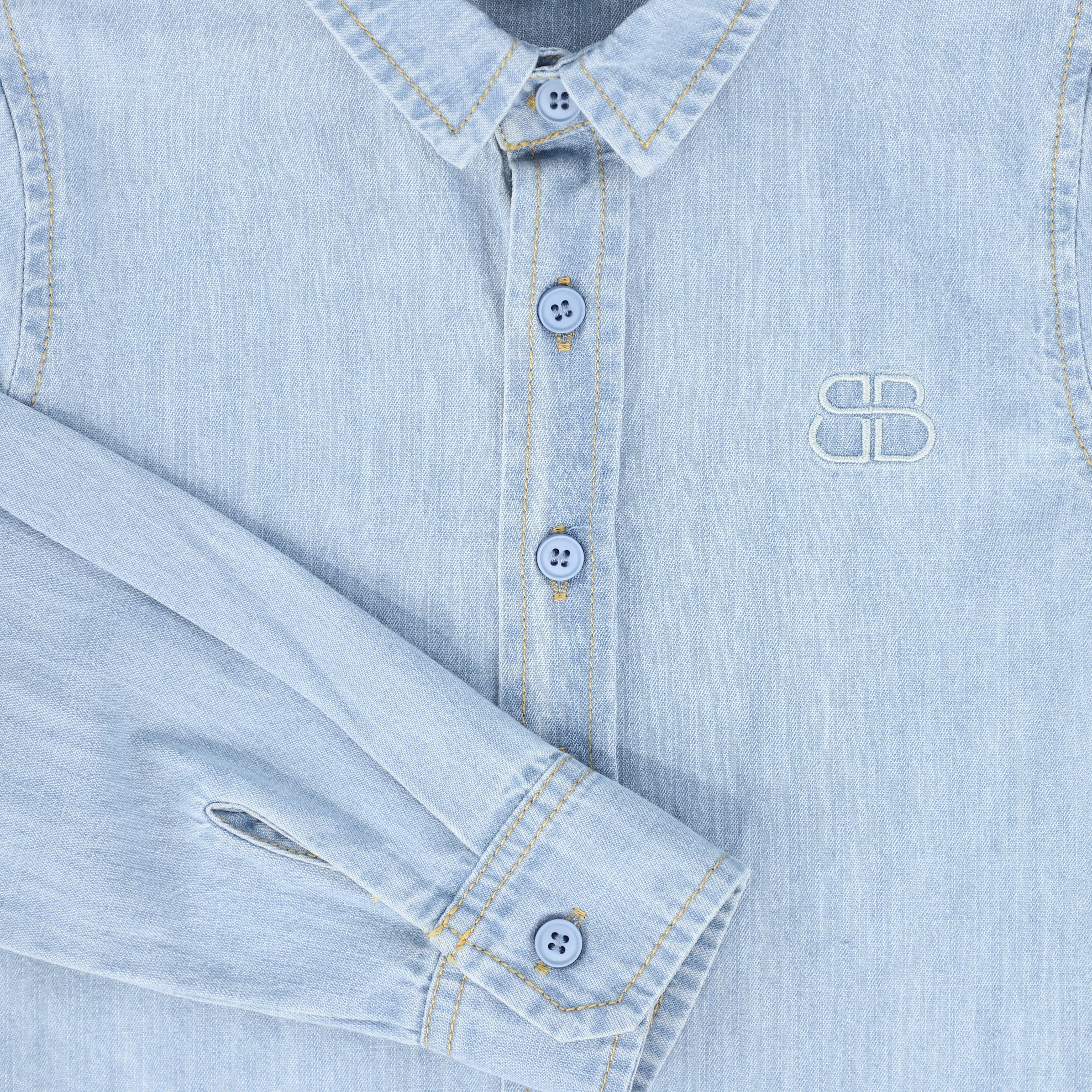 BAMBOO LIGHT BLUE DENIM LOGO SHIRT [FINAL SALE] - Image 3