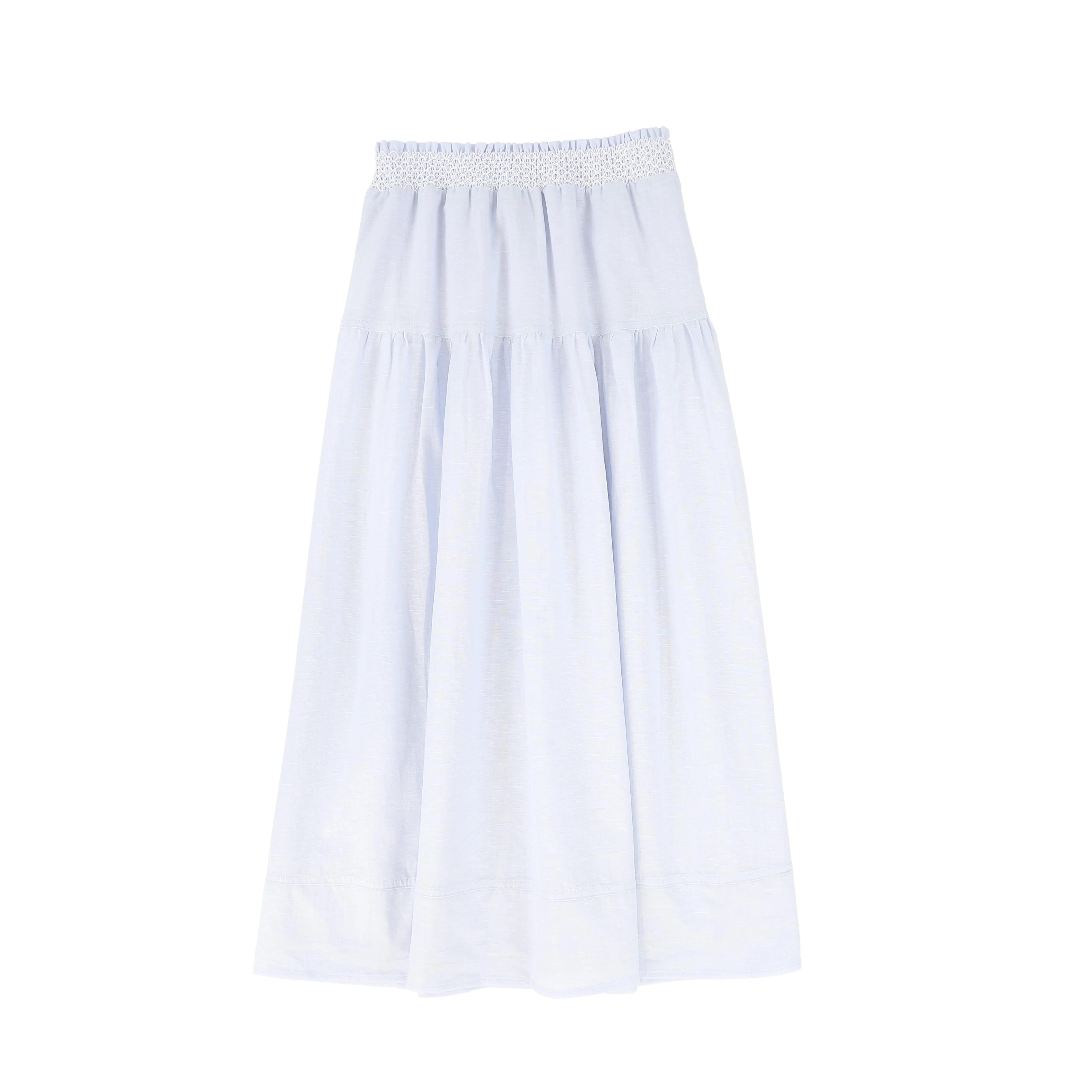 BAMBOO LIGHT BLUE STITCHED LINEN MAXI SKIRT [FINAL SALE] - Image 2