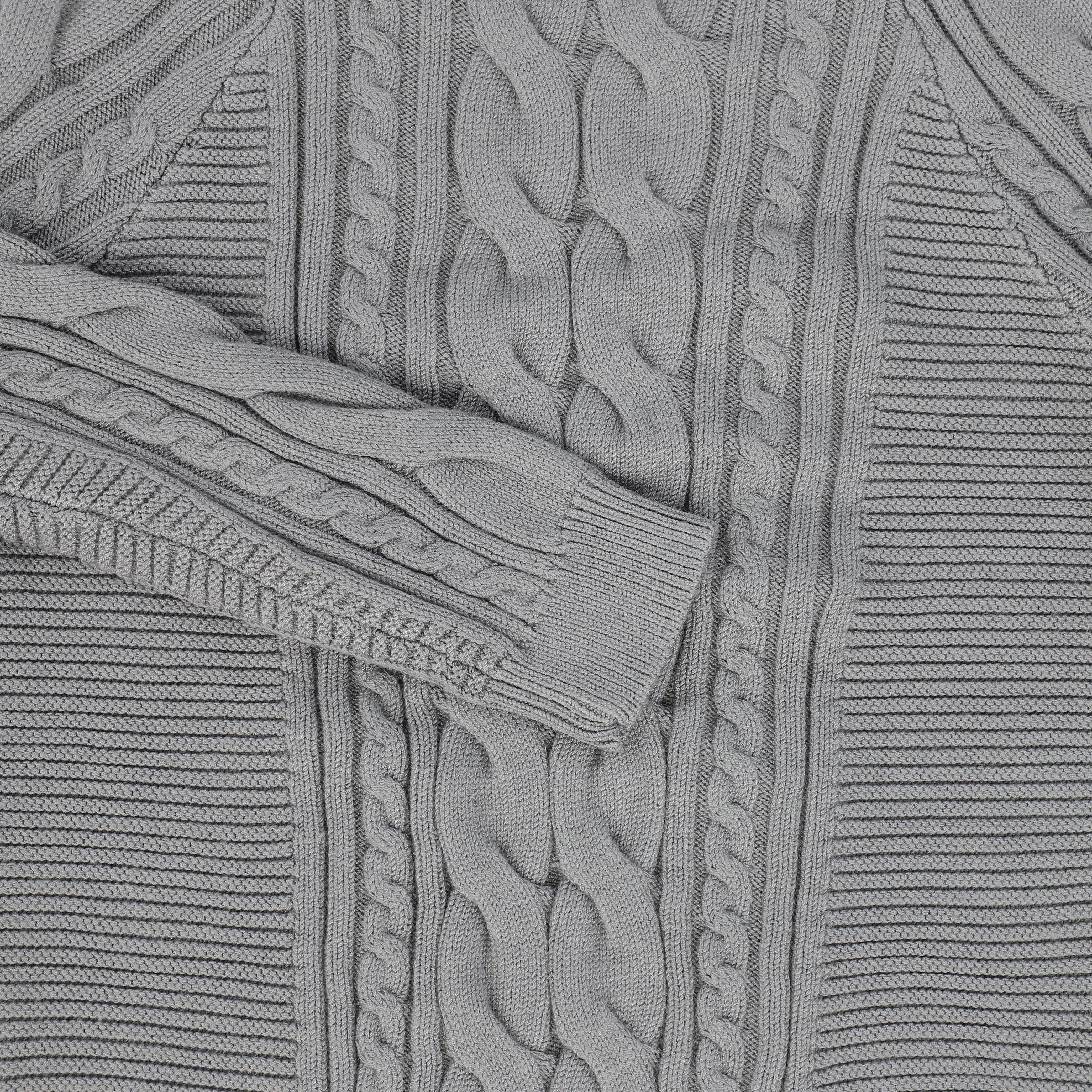 BAMBOO LIGHT GREY BRAIDED KNIT SWEATER [FINAL SALE] - Image 3