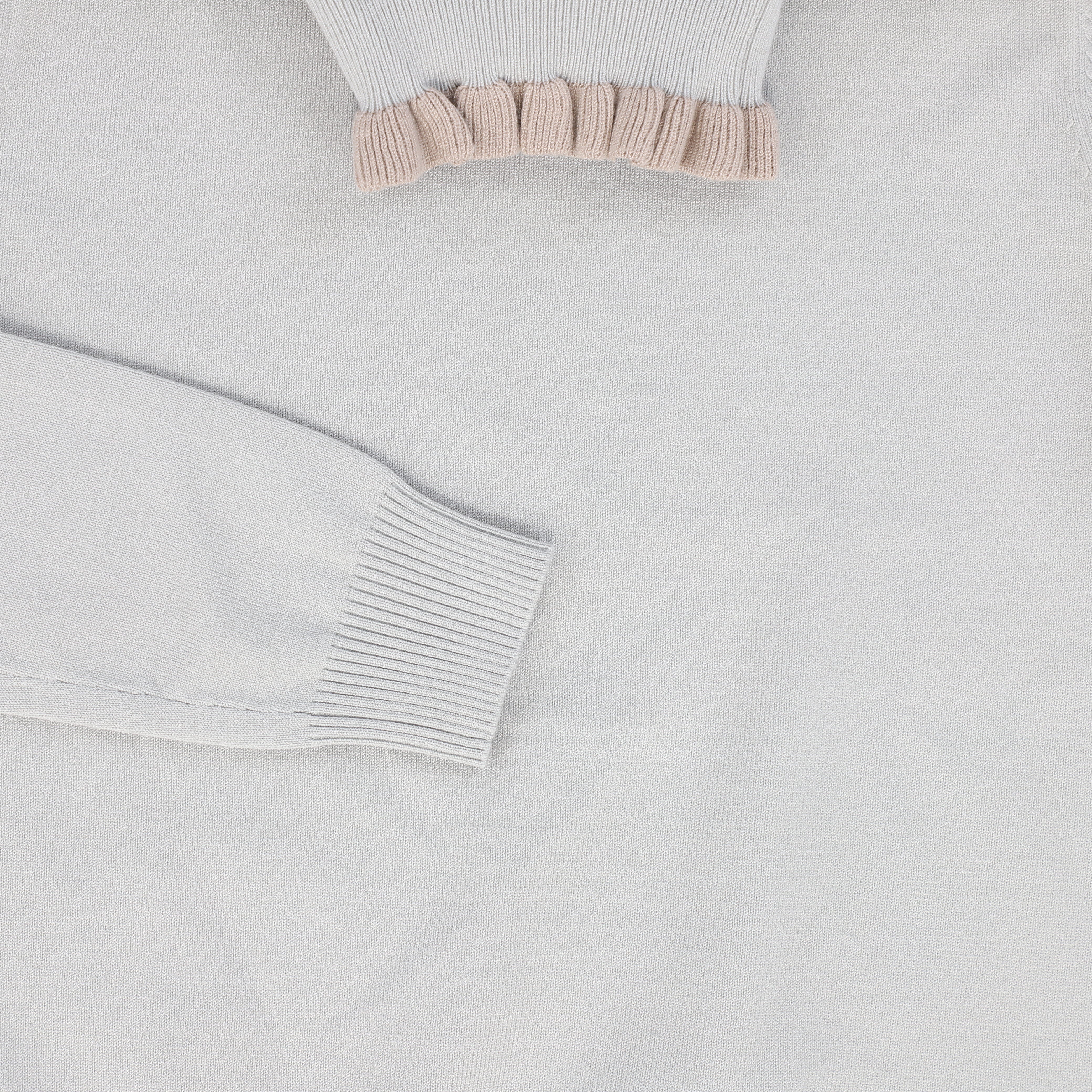 BAMBOO LIGHT GREY RUFFLE NECK SWEATER [FINAL SALE] - Image 3