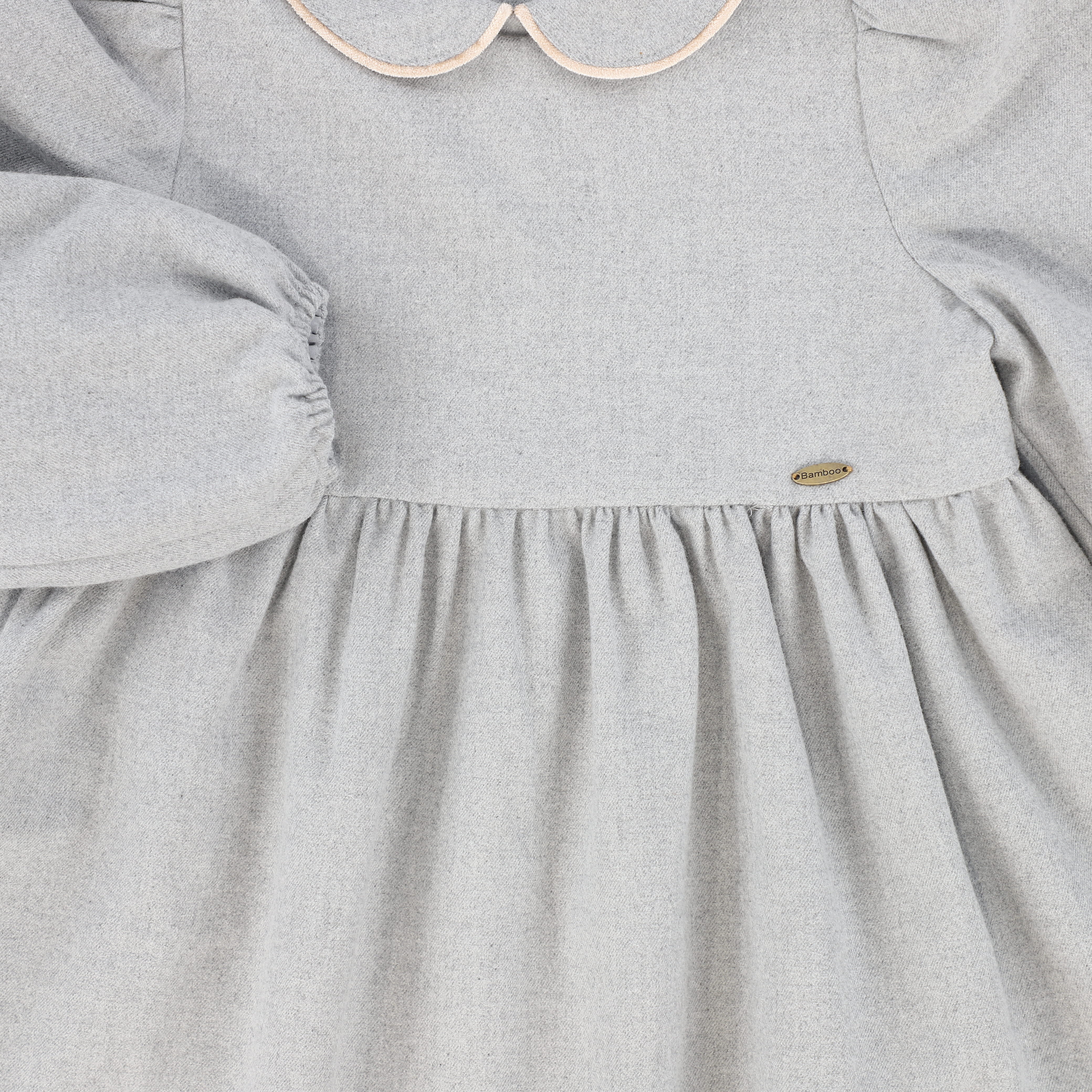 BAMBOO LIGHT GREY WOOL PIPED DRESS [FINAL SALE] - Image 3
