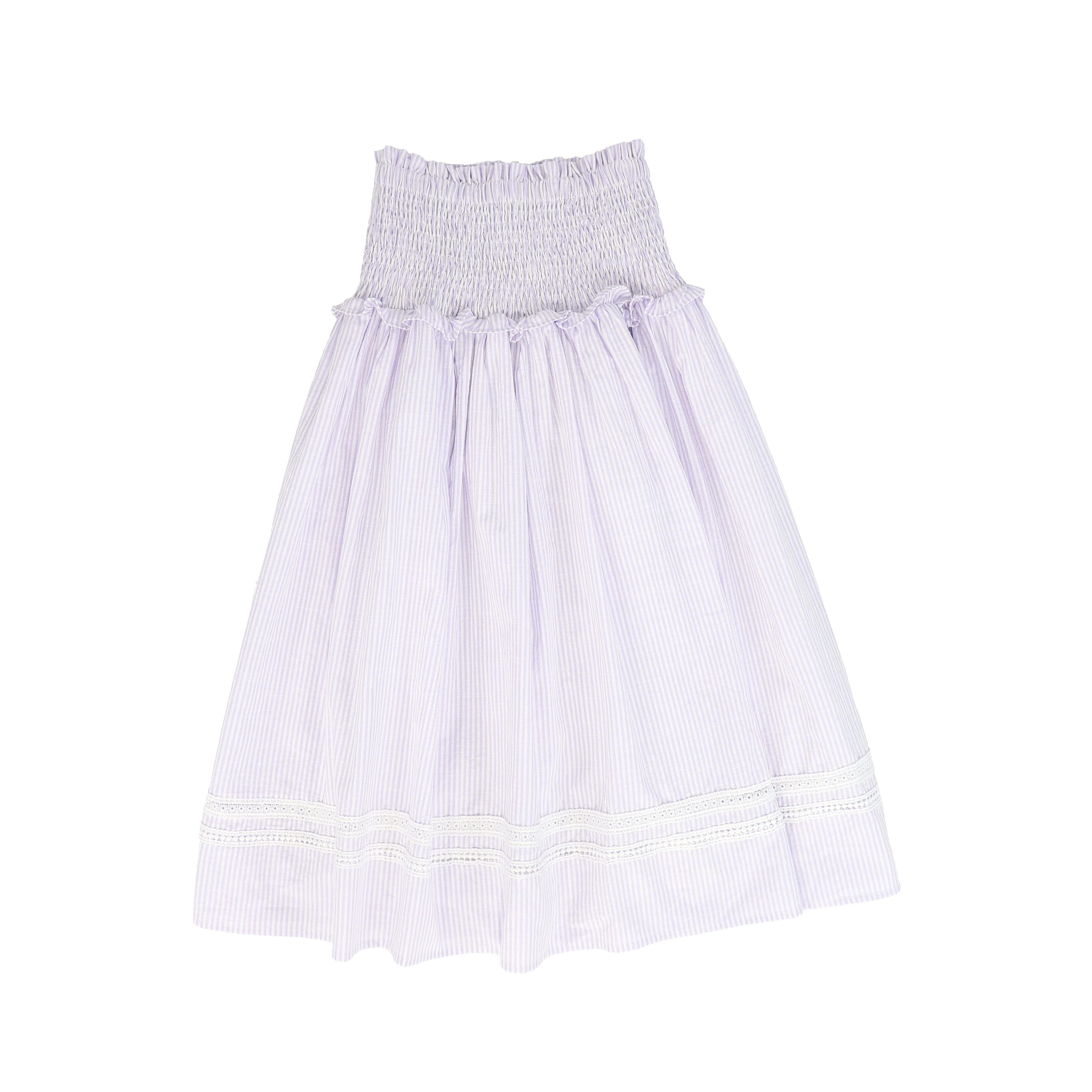 BAMBOO LILAC SMOCKED STRIPED SKIRT [FINAL SALE] - Image 2