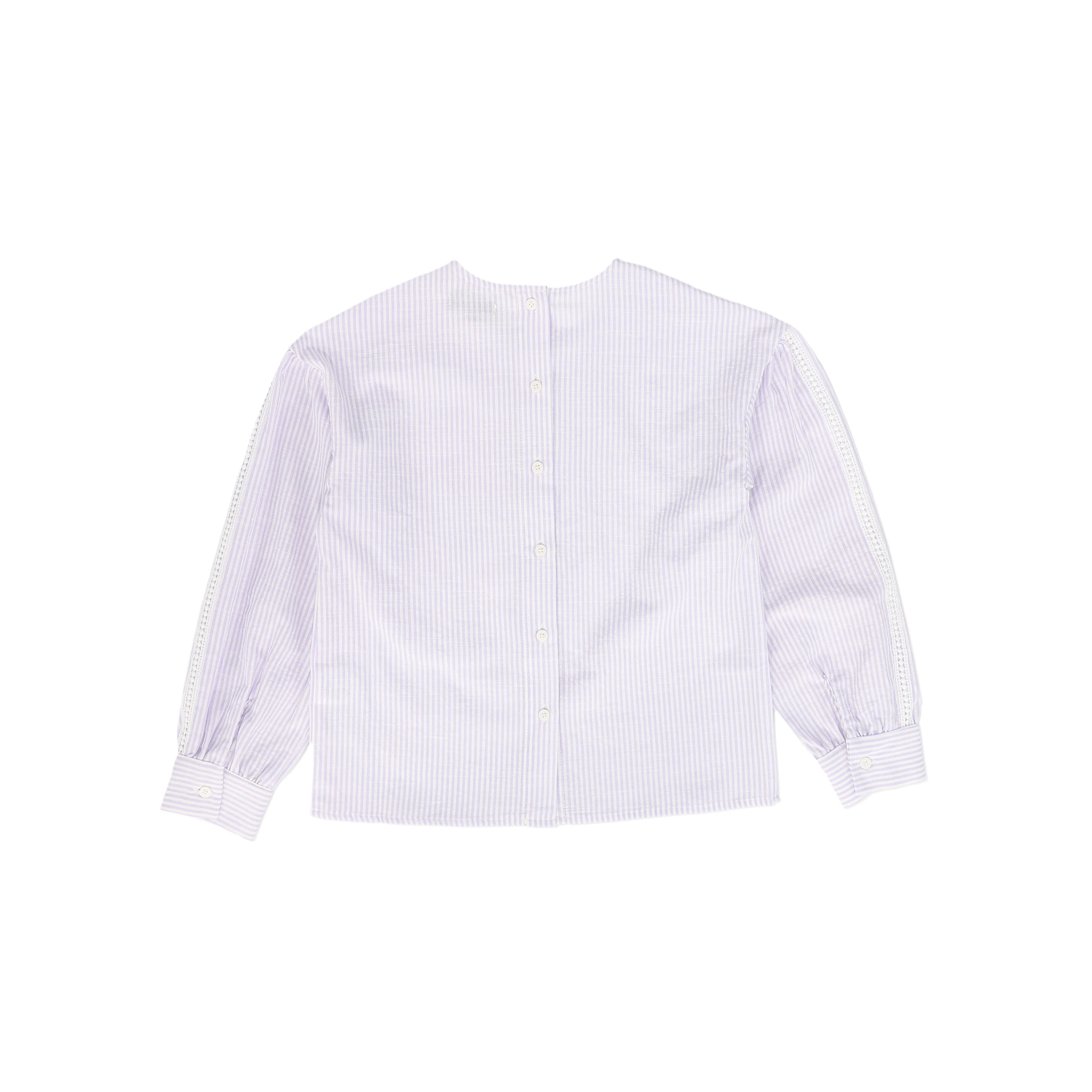 BAMBOO LILAC STRIPED LACE TRIM BLOUSE [FINAL SALE] - Image 2