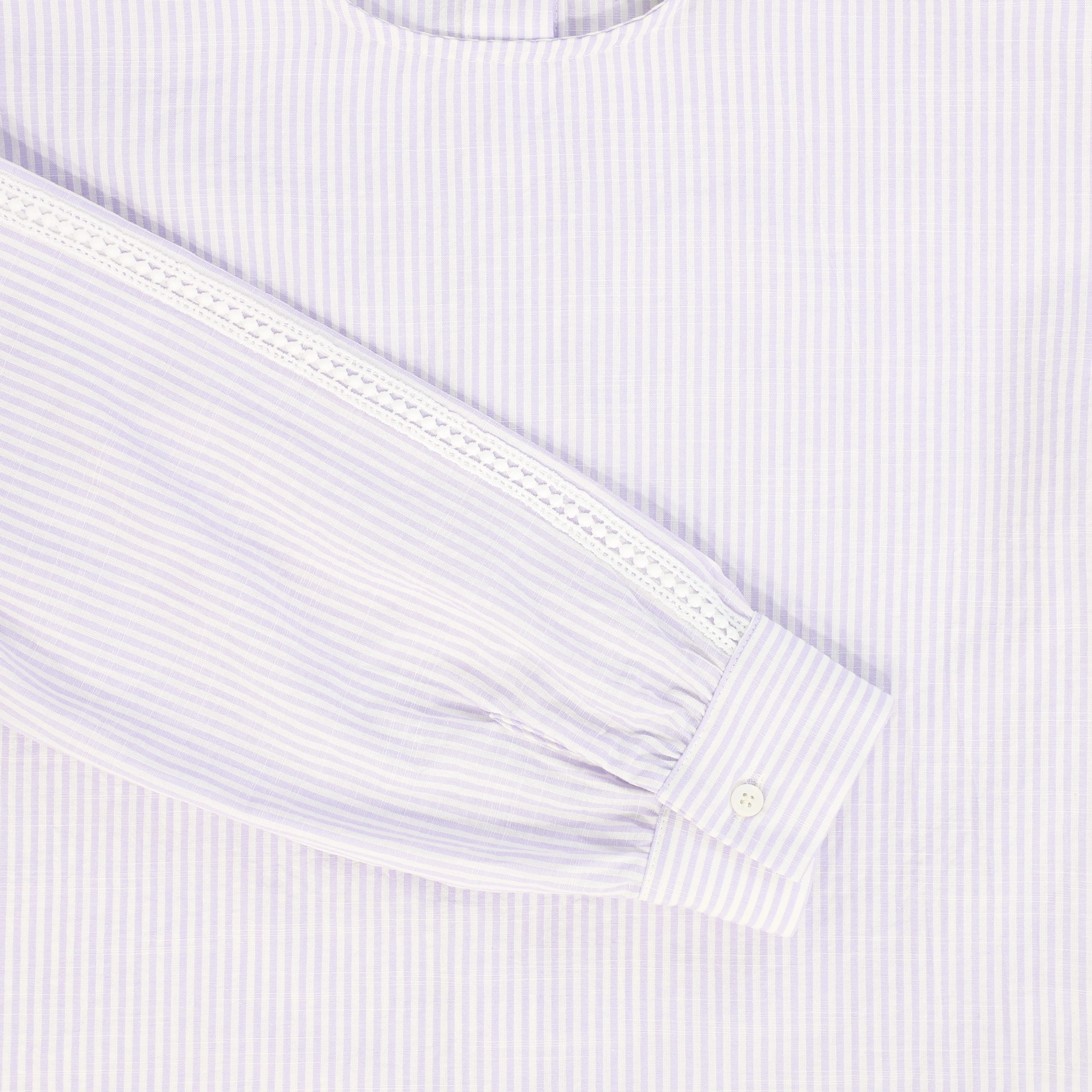 BAMBOO LILAC STRIPED LACE TRIM BLOUSE [FINAL SALE] - Image 3