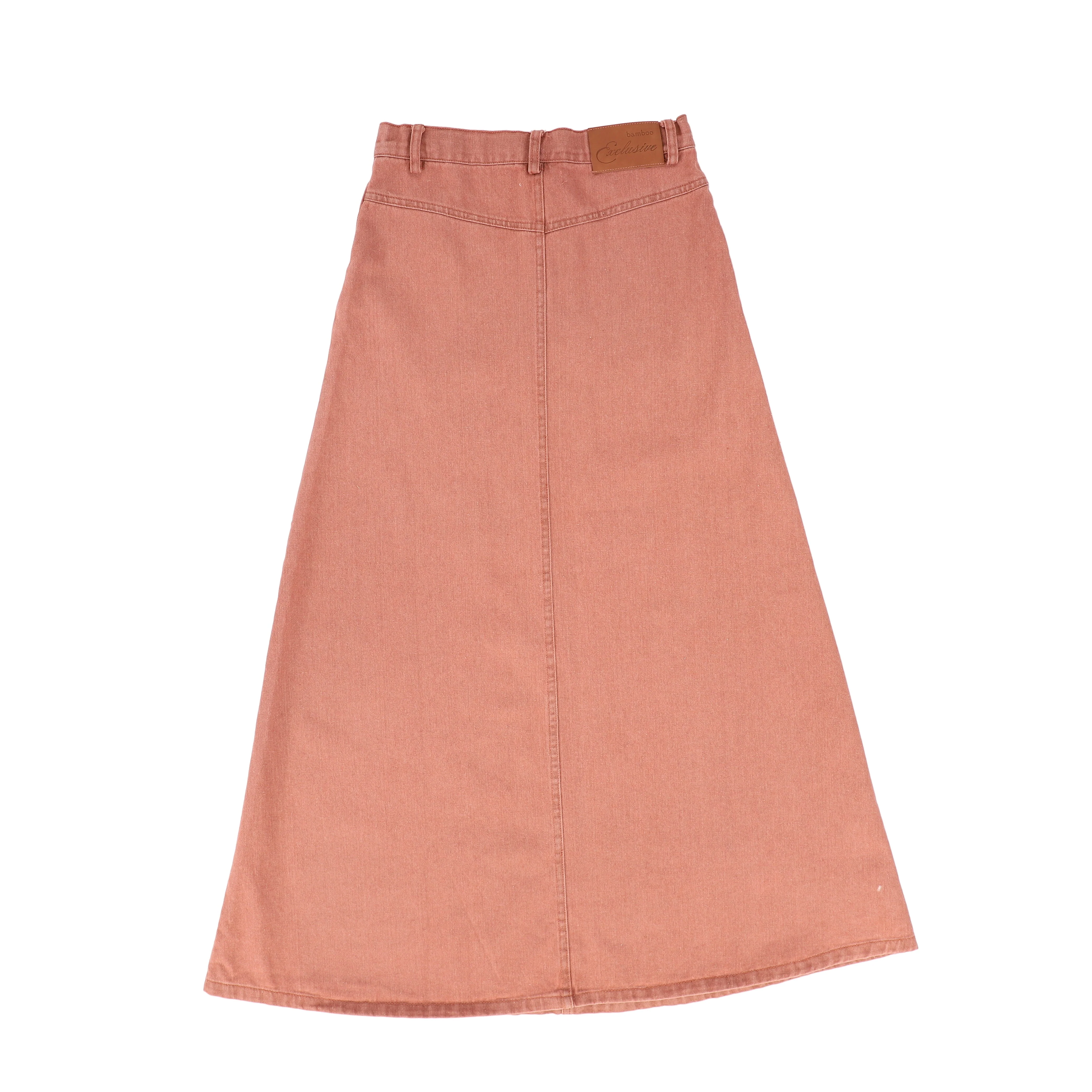 BAMBOO MAUVE DENIM SIDE POCKET MAXI SKIRT [FINAL SALE] - Image 2
