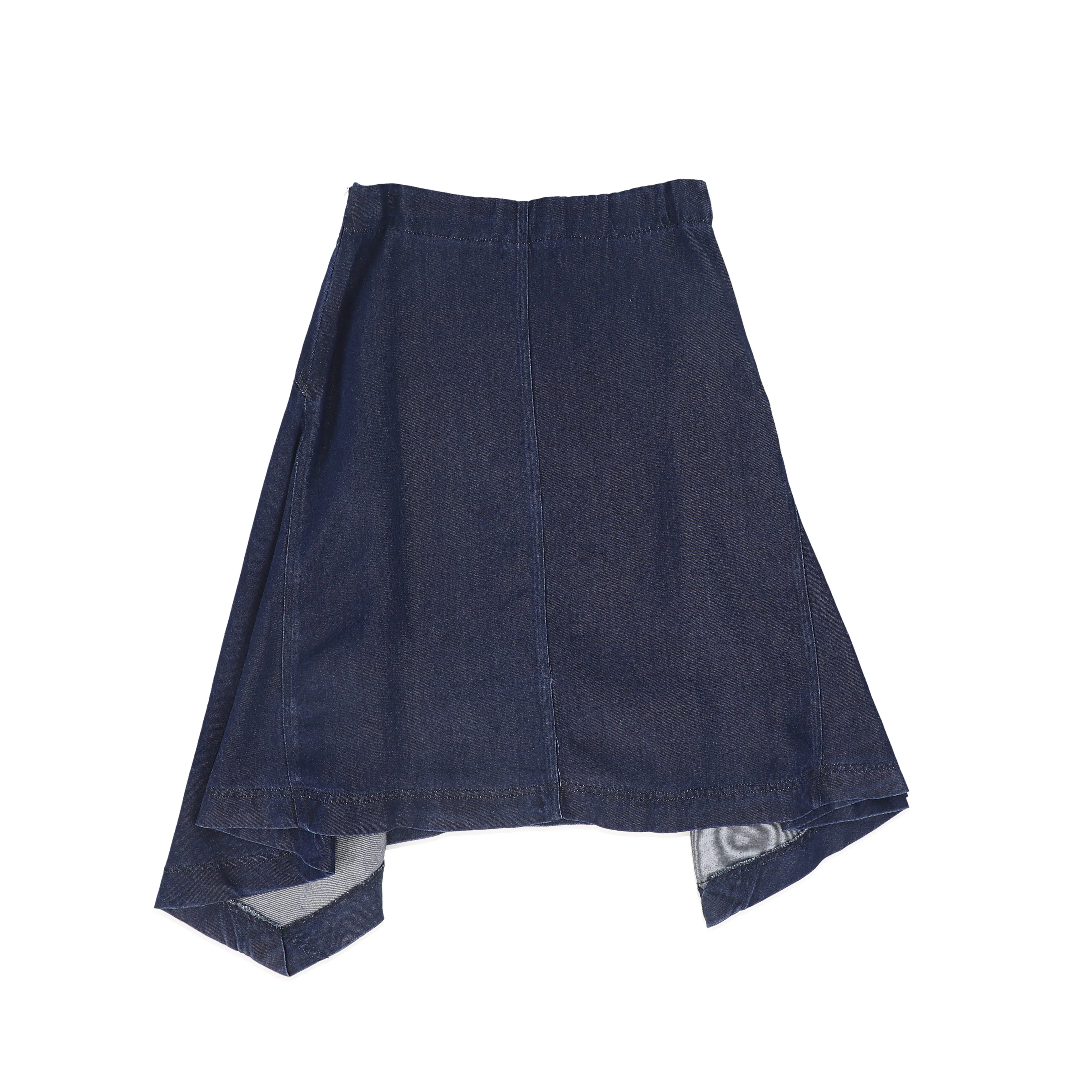BAMBOO MID BLUE DENIM DIAGONAL STITCHED SKIRT [FINAL SALE] - Image 2
