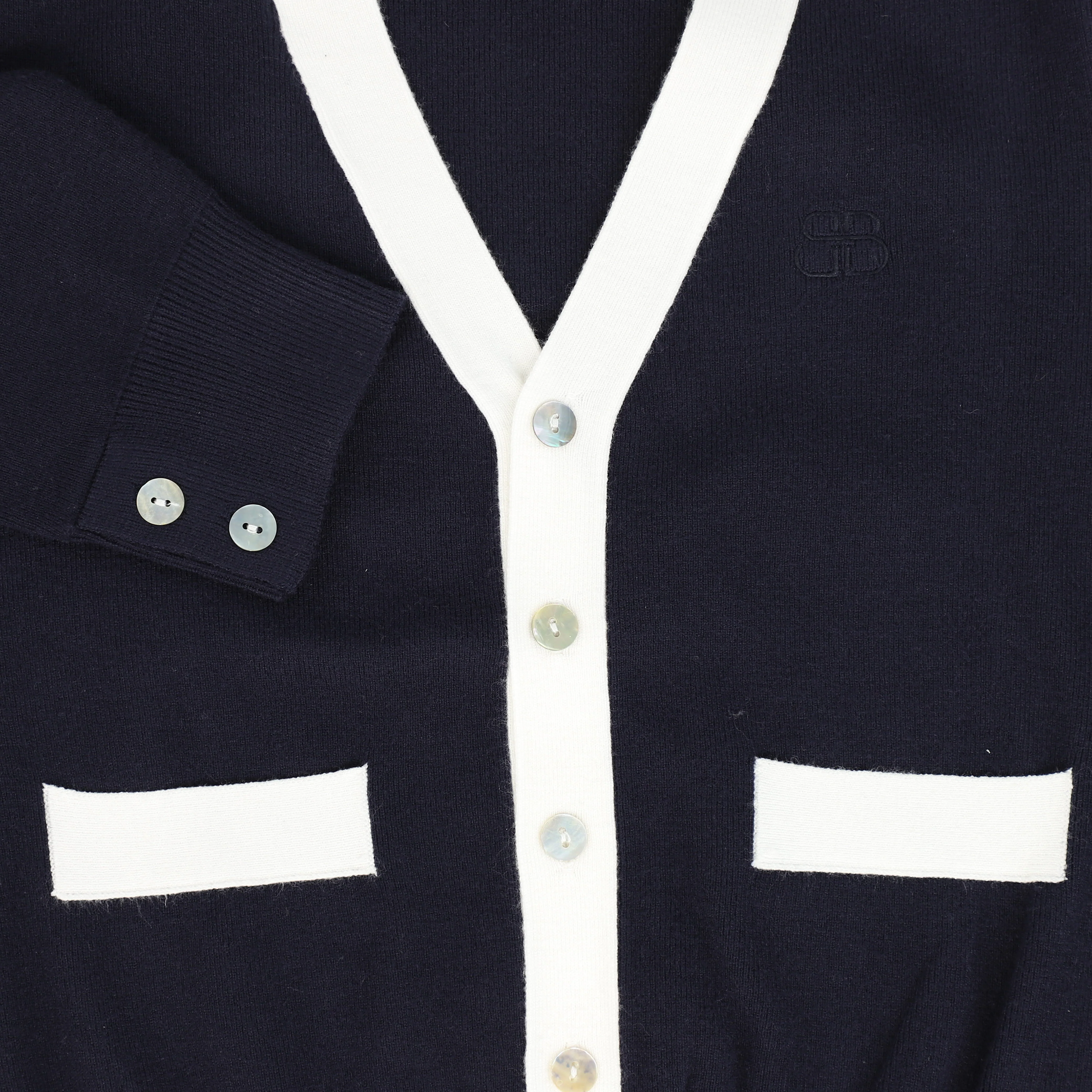 Bamboo Navy Contrast Trim Cardigan [FINAL SALE] - Image 3